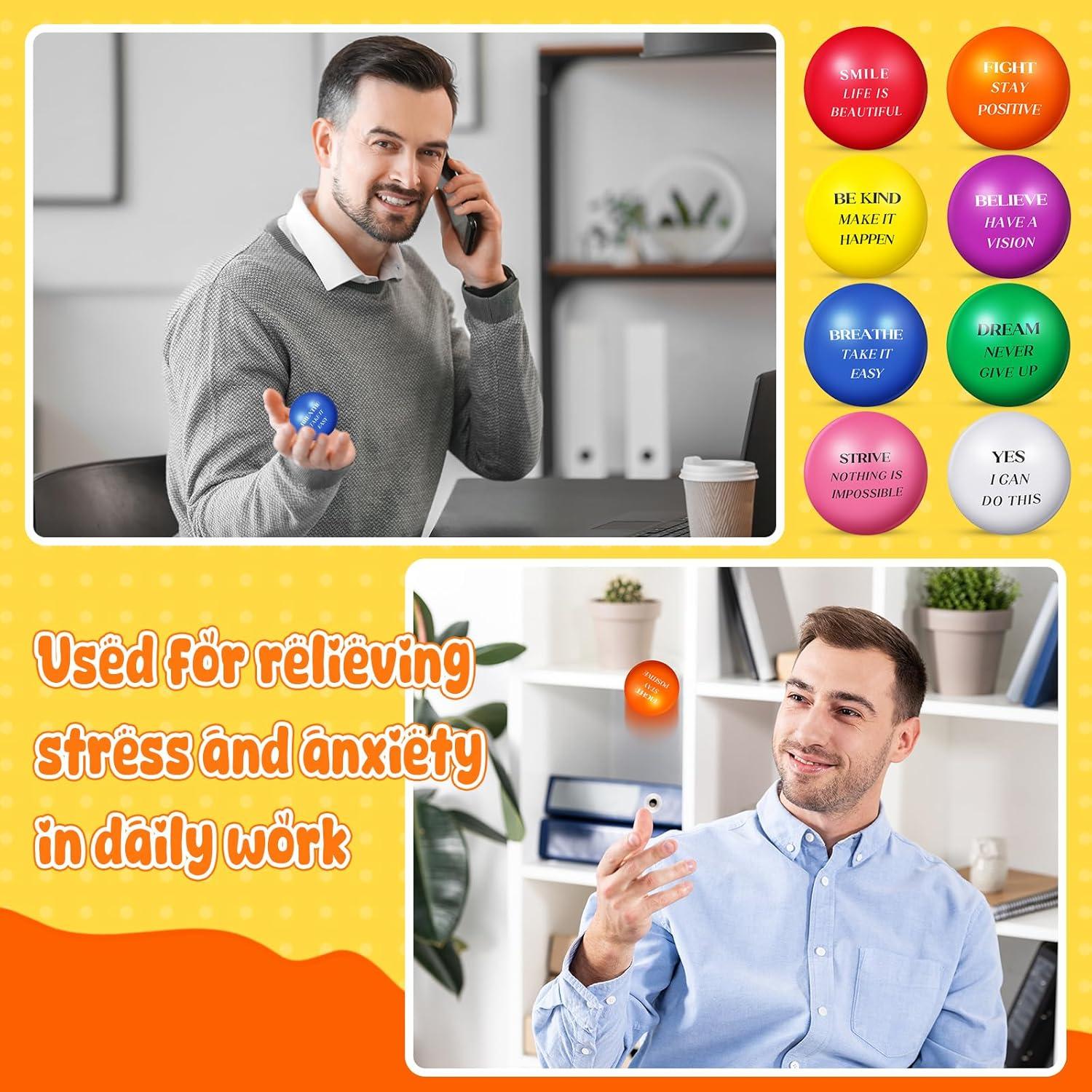 60 Pelotas Antiestrés Motivacionales Blulu 4 cm Coloridas