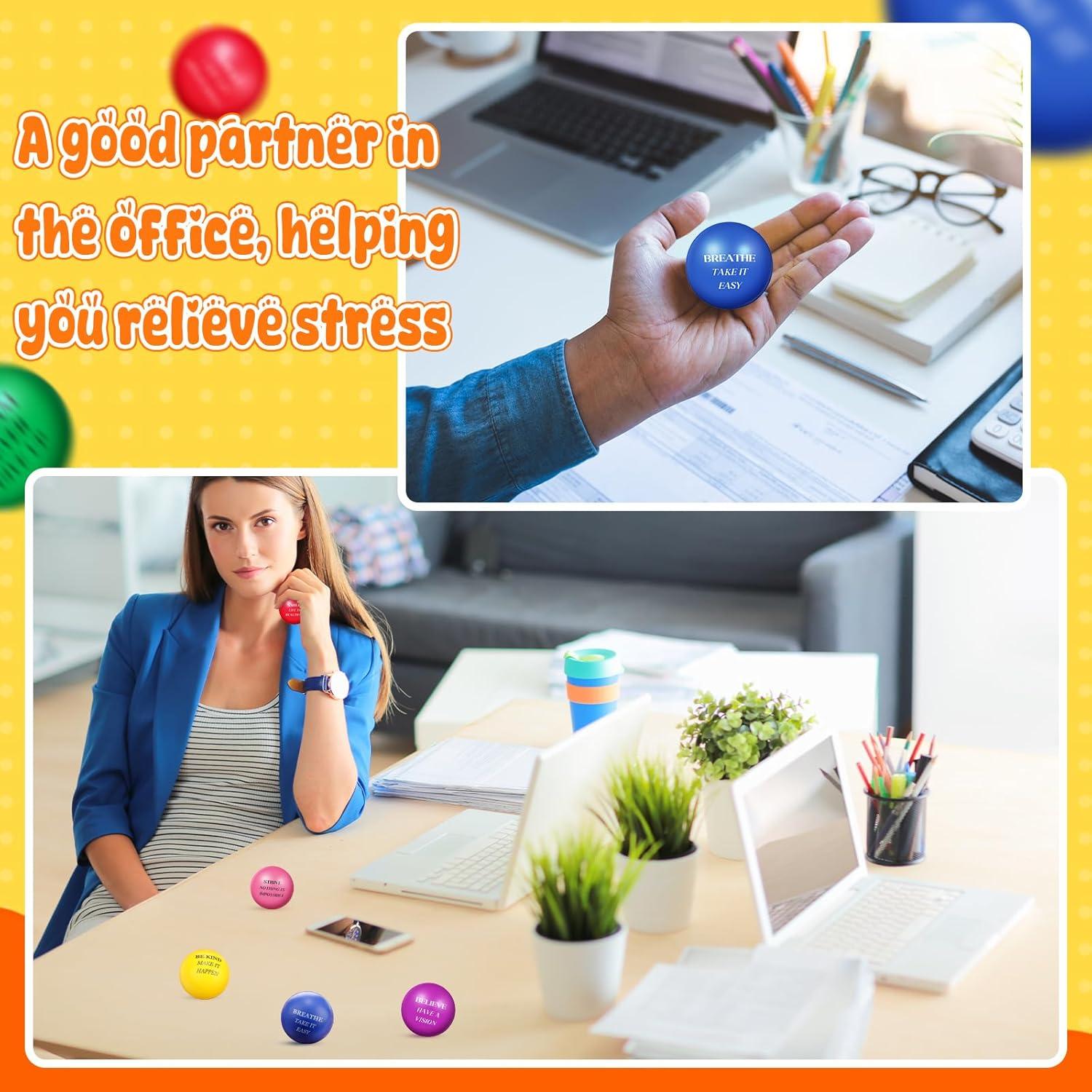 60 Pelotas Antiestrés Motivacionales Blulu 4 cm Coloridas