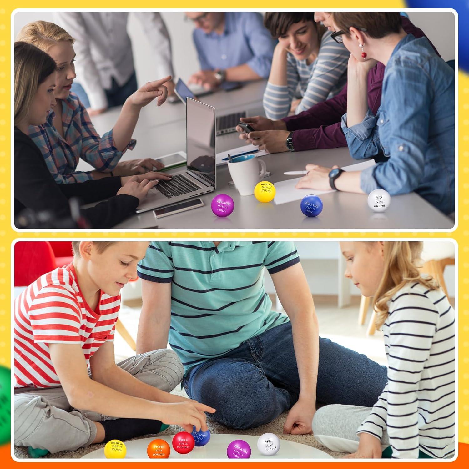 60 Pelotas Antiestrés Motivacionales Blulu 4 cm Coloridas