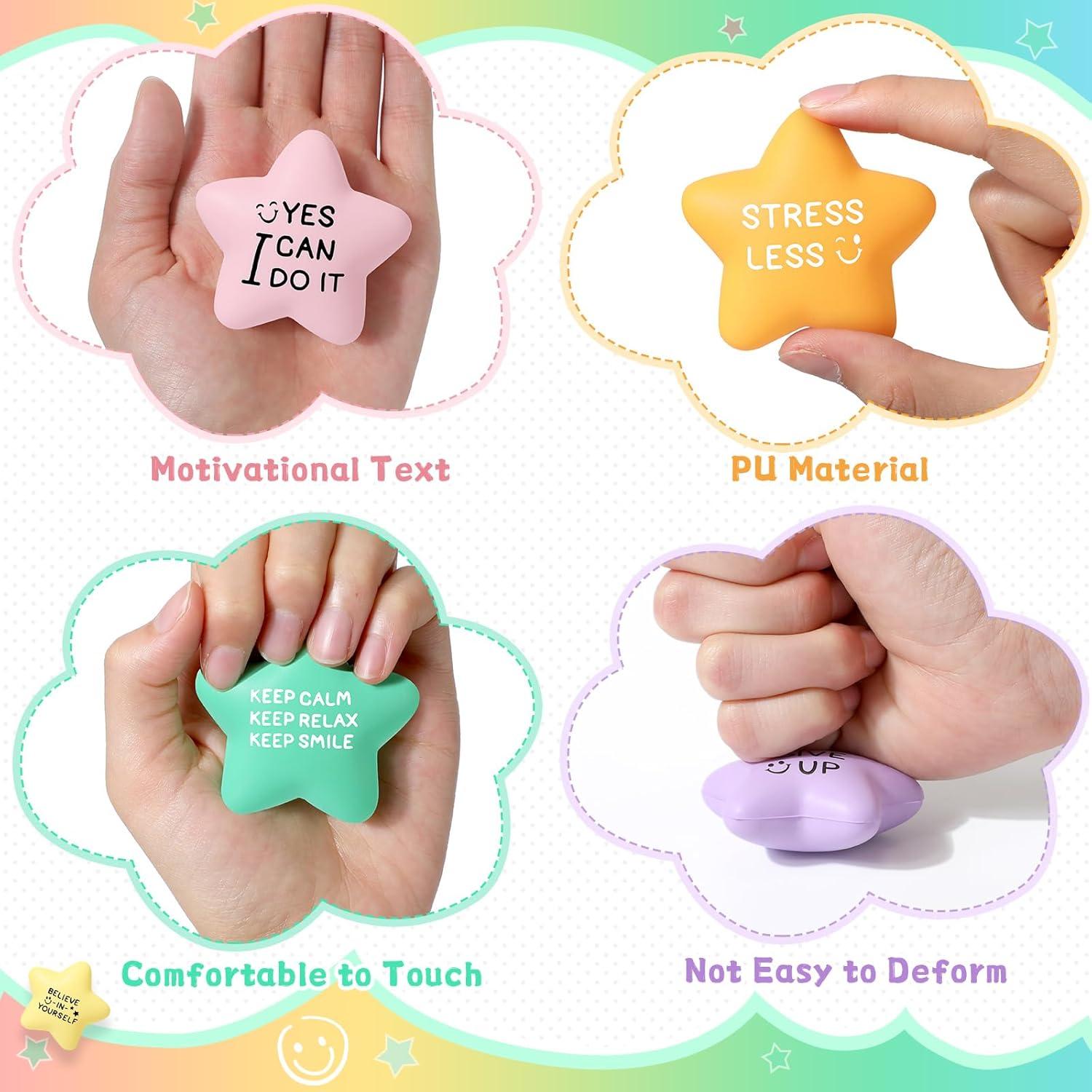 48 Pelotas Antiestrés Estrella Libima 5.5 cm Coloridas Motivacionales
