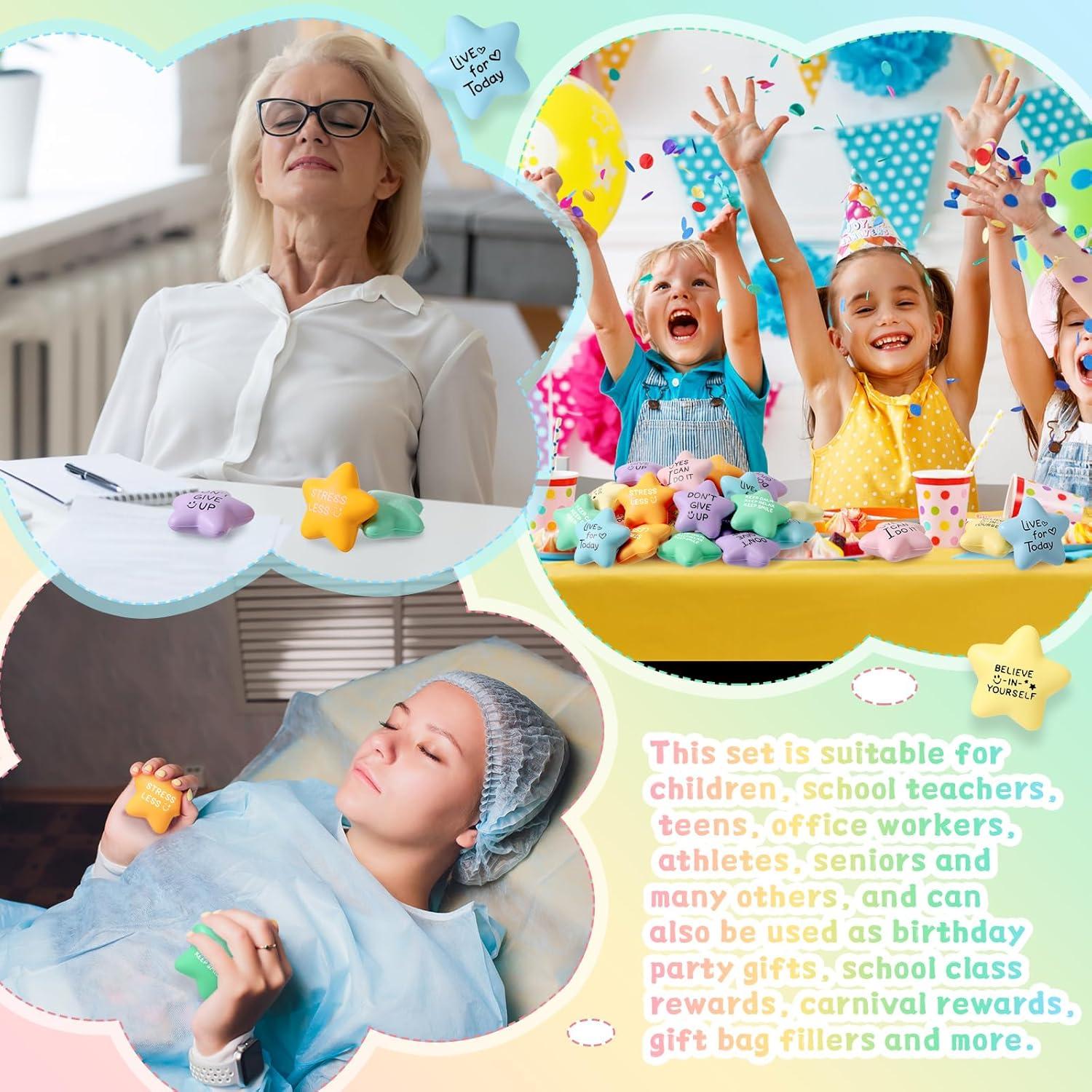 48 Pelotas Antiestrés Estrella Libima 5.5 cm Coloridas Motivacionales