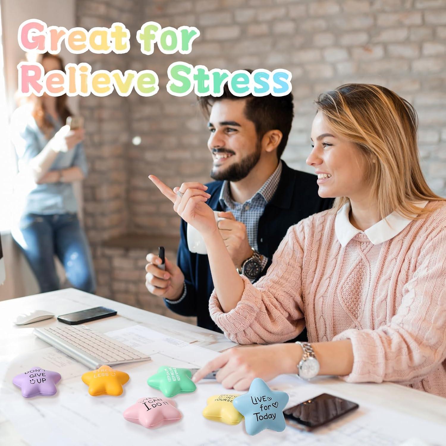 48 Pelotas Antiestrés Estrella Libima 5.5 cm Coloridas Motivacionales