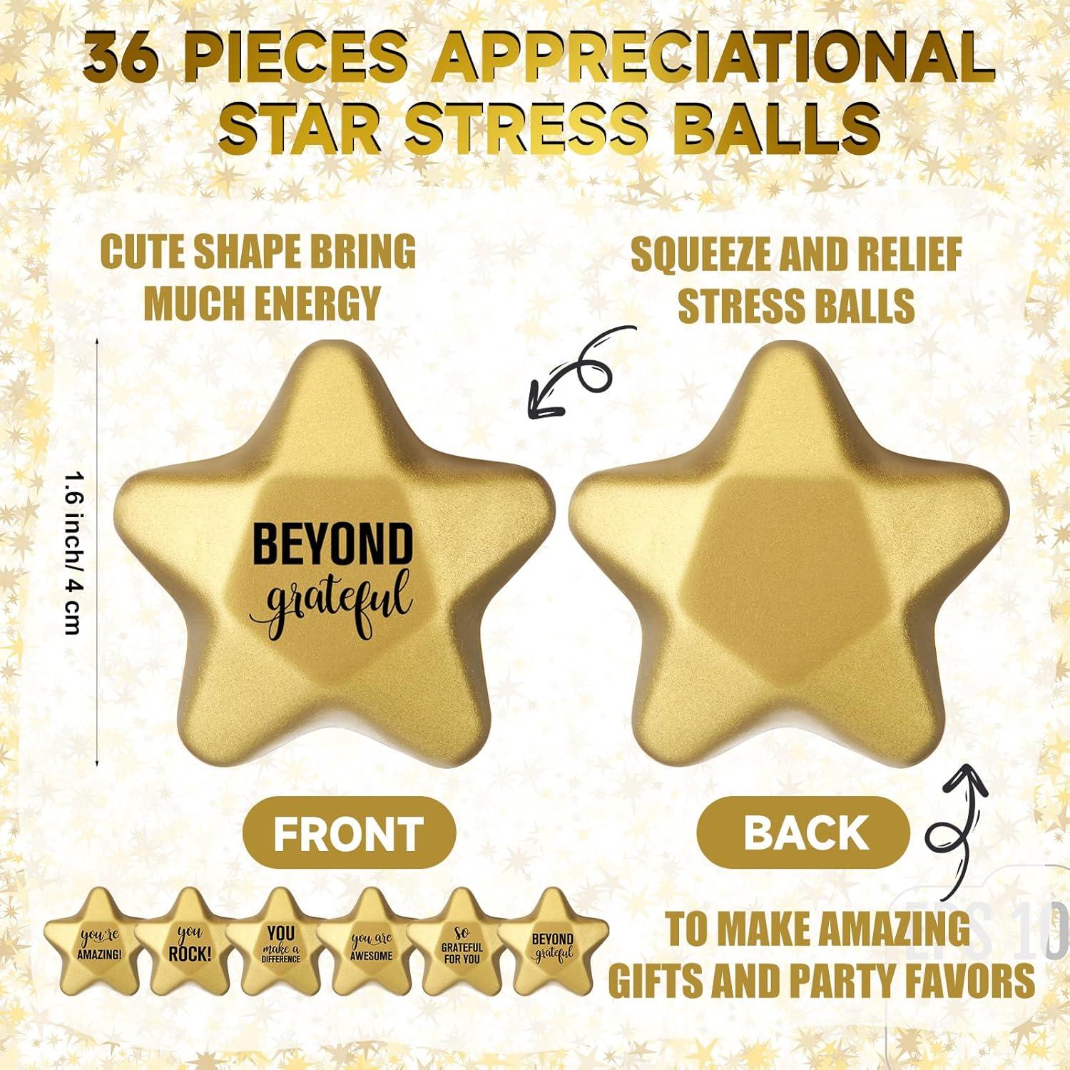 Pelotas de Estrés Deekin 36 Piezas Estrella Dorada 4 cm