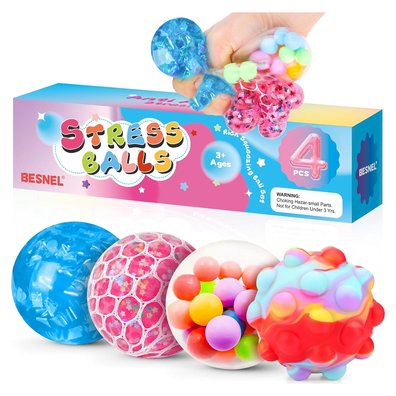 Conjunto de 4 Pelotas Antiestrés BESNEL - Juguetes Sensoriales