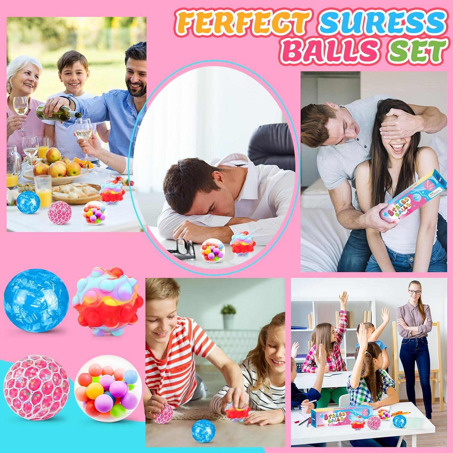 Conjunto de 4 Pelotas Antiestrés BESNEL - Juguetes Sensoriales