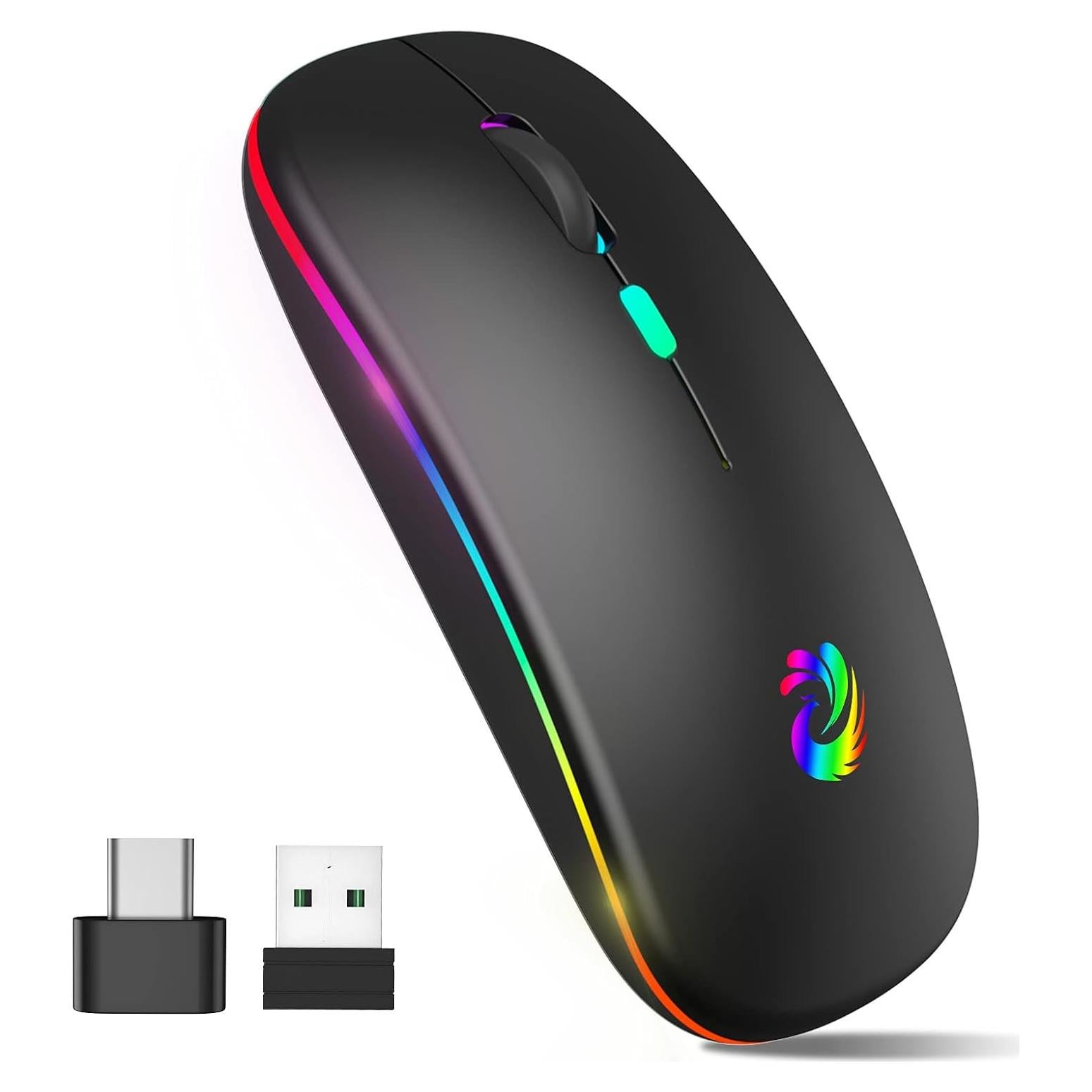 Ratón Inalámbrico LED AMZCASE Negro Recargable 500mAh 3 DPI