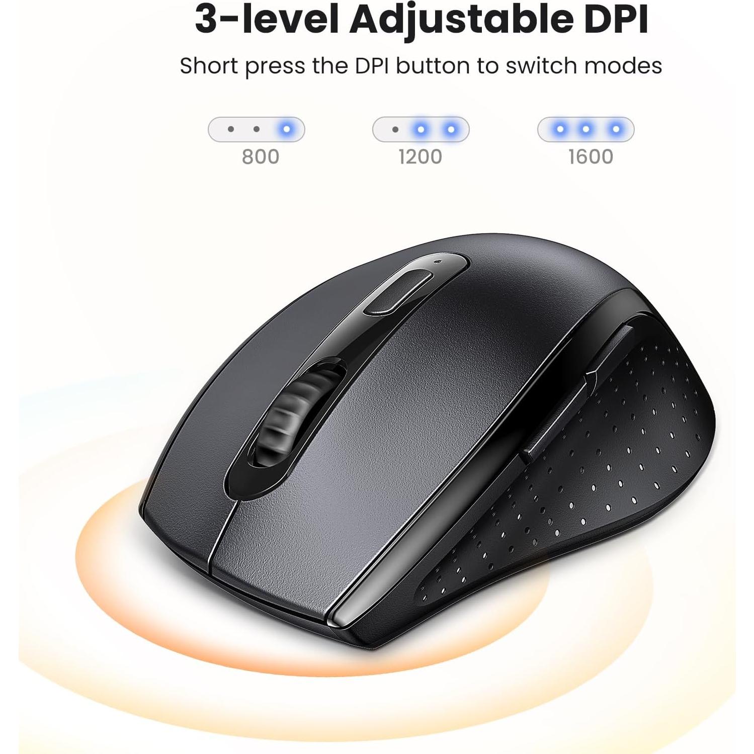 Ratón Inalámbrico Ergonómico UGREEN 2.4GHz 1600 DPI USB