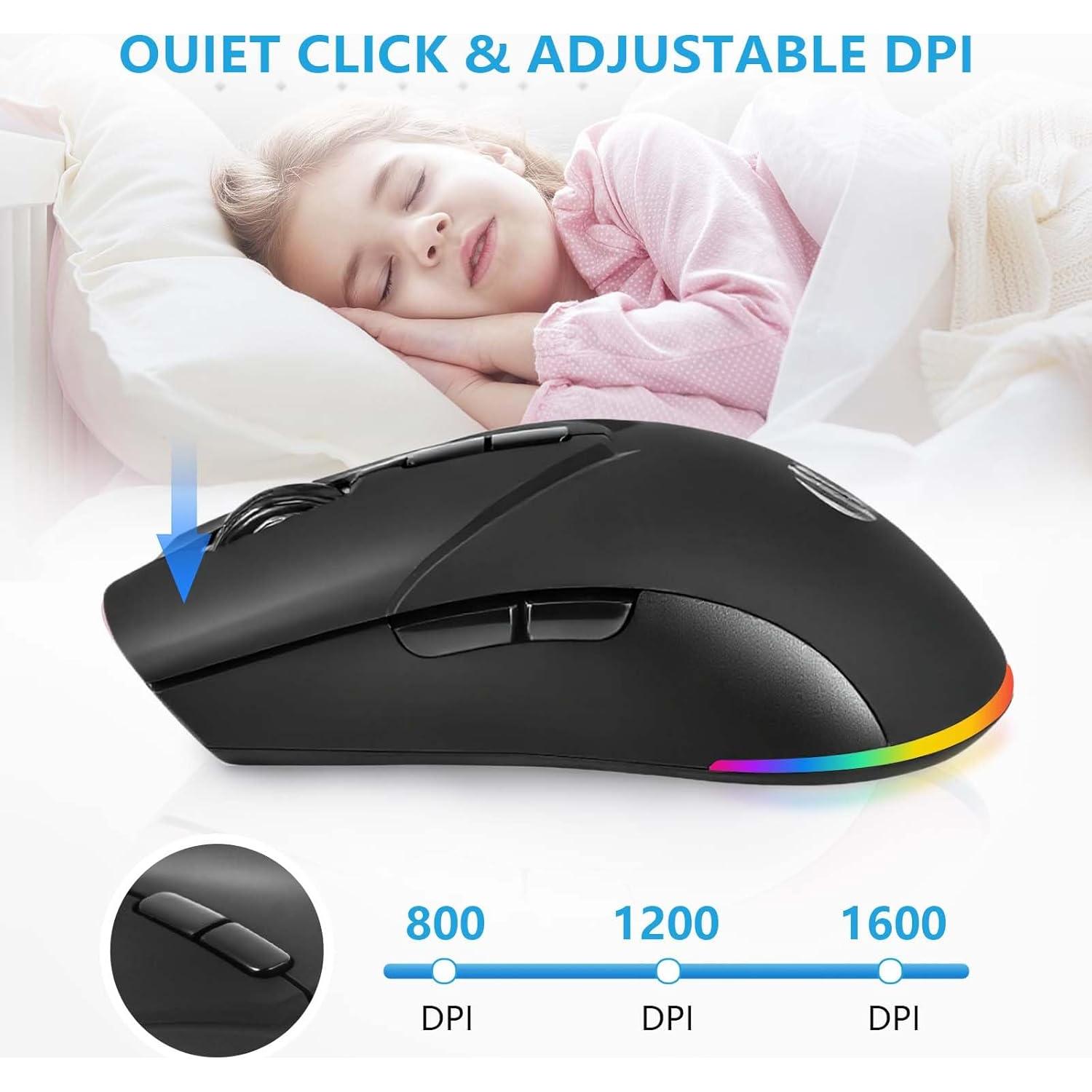 Ratón Inalámbrico Recargable AooKoNi BT 5.2 1600DPI Negro