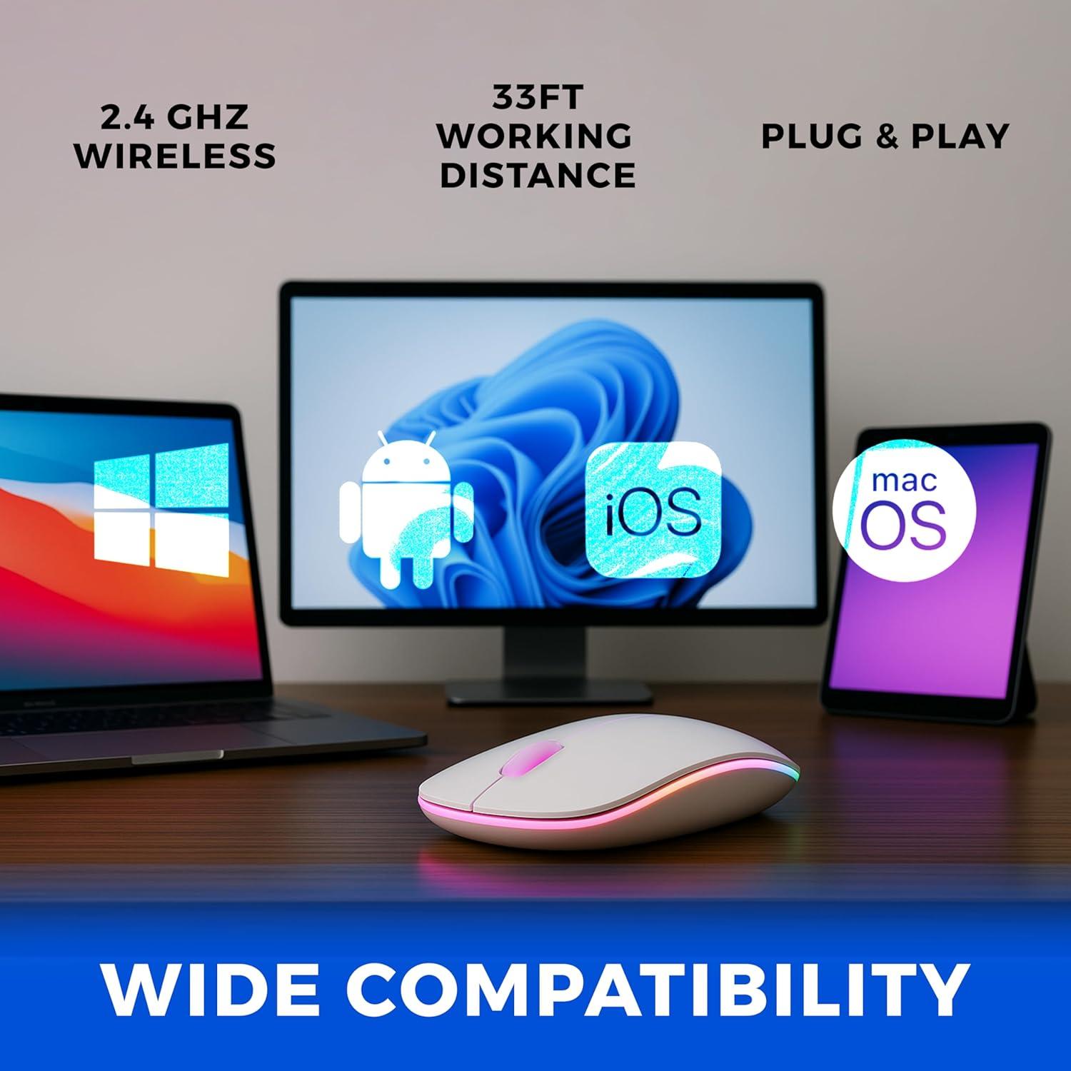 Ratón Inalámbrico Silencioso Parakeetr Recargable RGB 500mAh