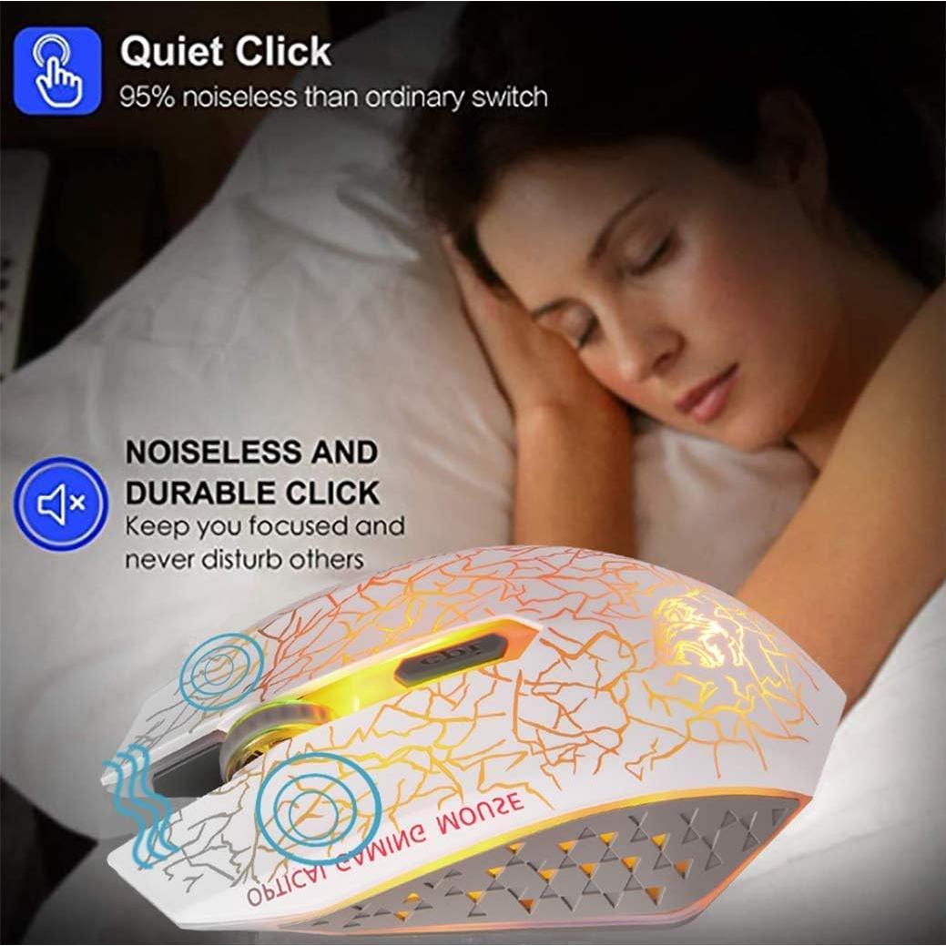 Ratón Gaming Inalámbrico VEGCOO C10 Blanco, 3 DPI, 7 Luces LED