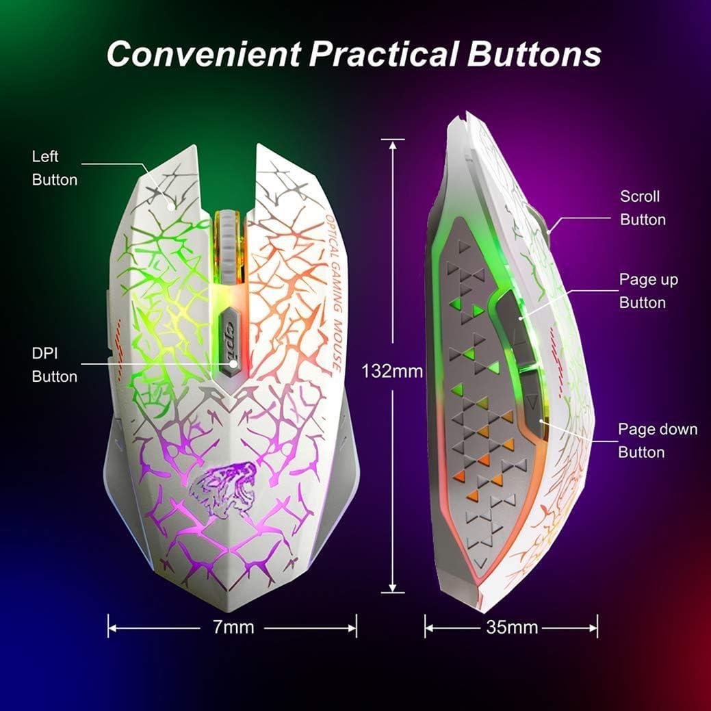 Ratón Gaming Inalámbrico VEGCOO C10 Blanco, 3 DPI, 7 Luces LED