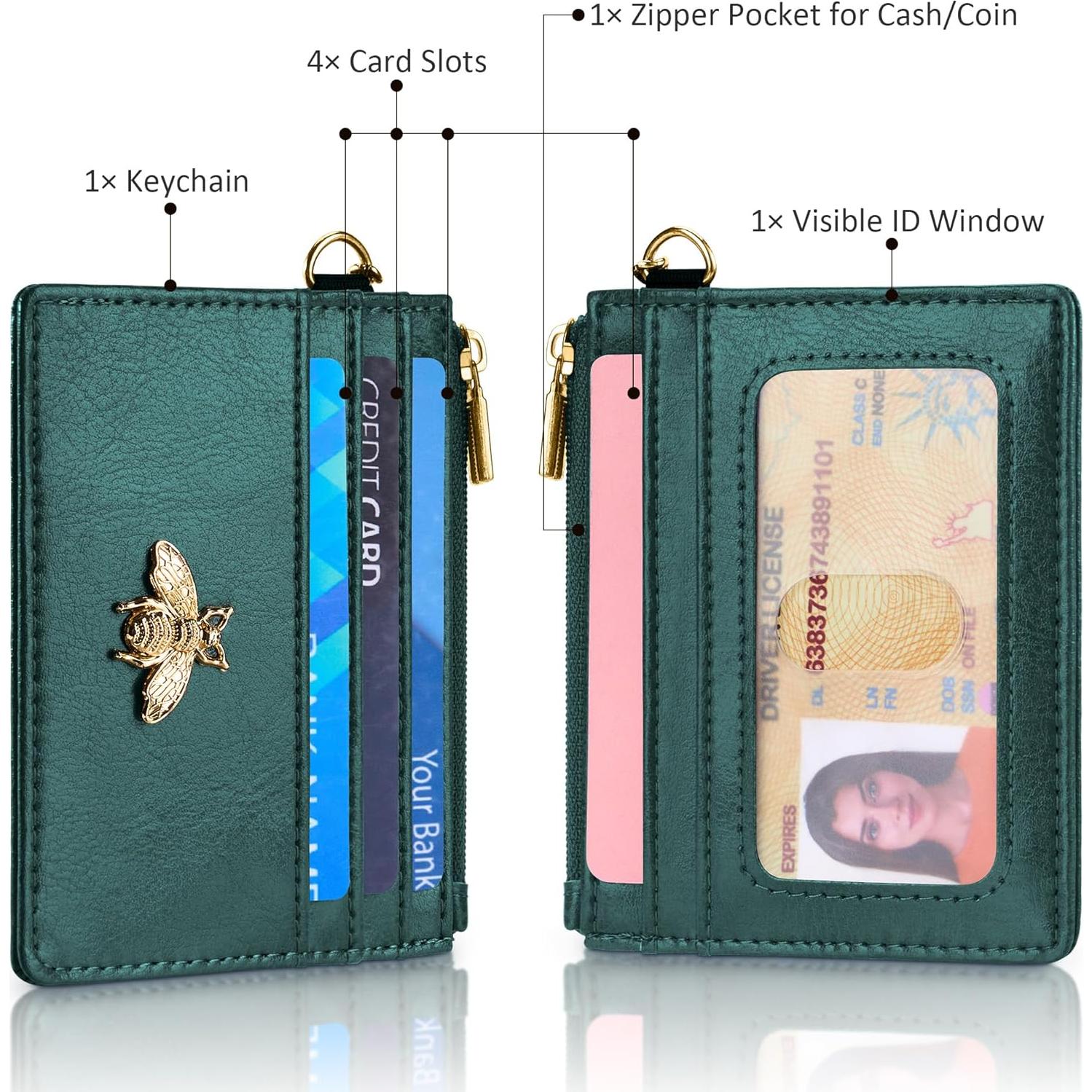 Monedero RFID SEAVILIA Verde con Llavero y Abeja para Mujeres