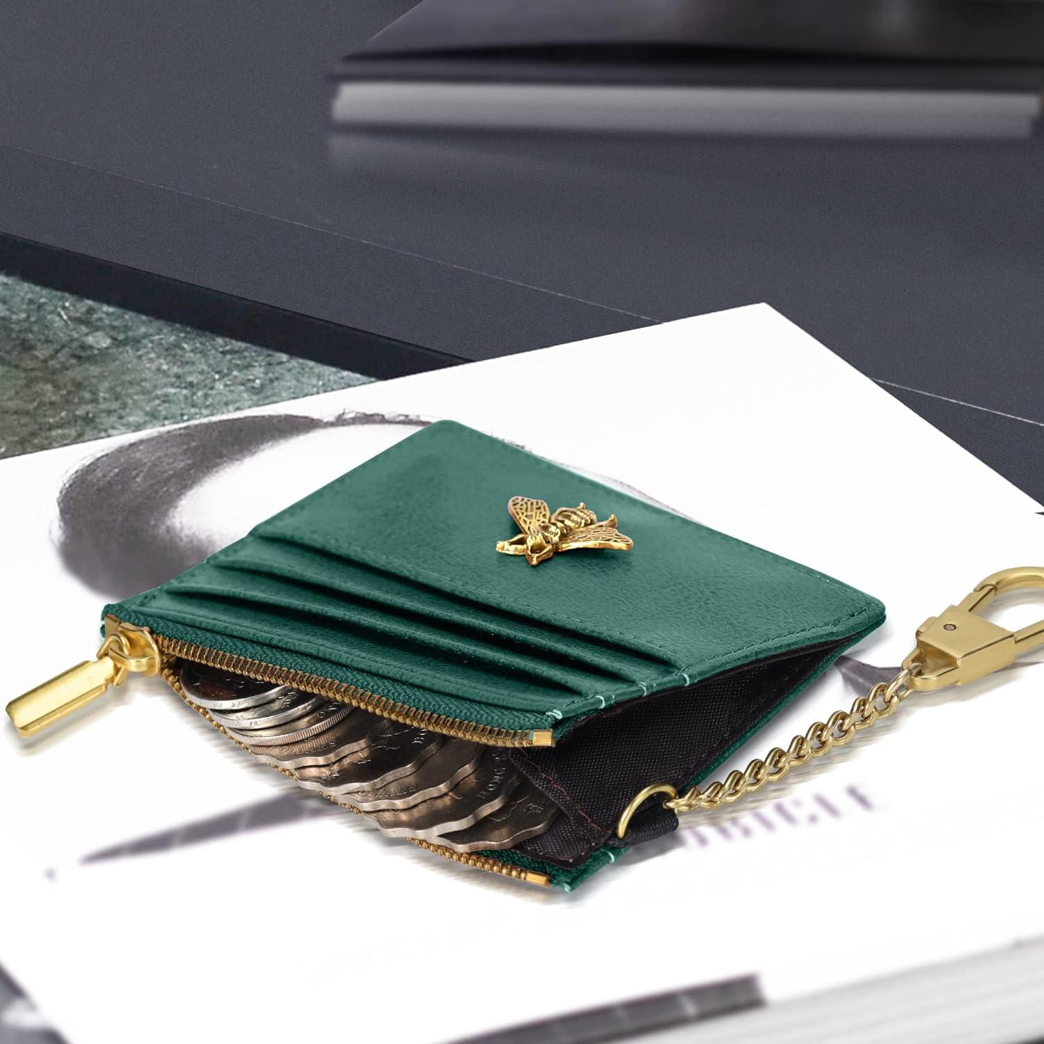 Monedero RFID SEAVILIA Verde con Llavero y Abeja para Mujeres