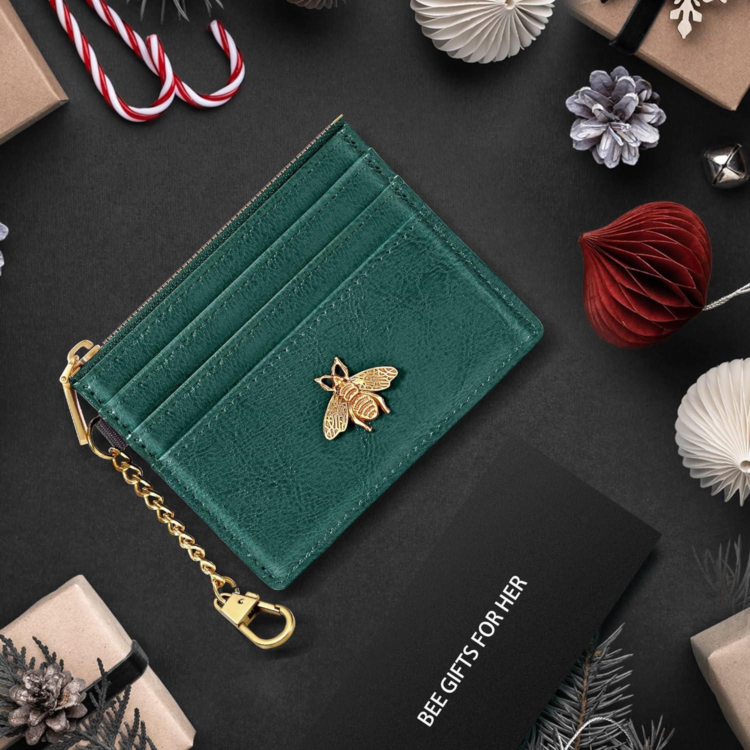 Monedero RFID SEAVILIA Verde con Llavero y Abeja para Mujeres