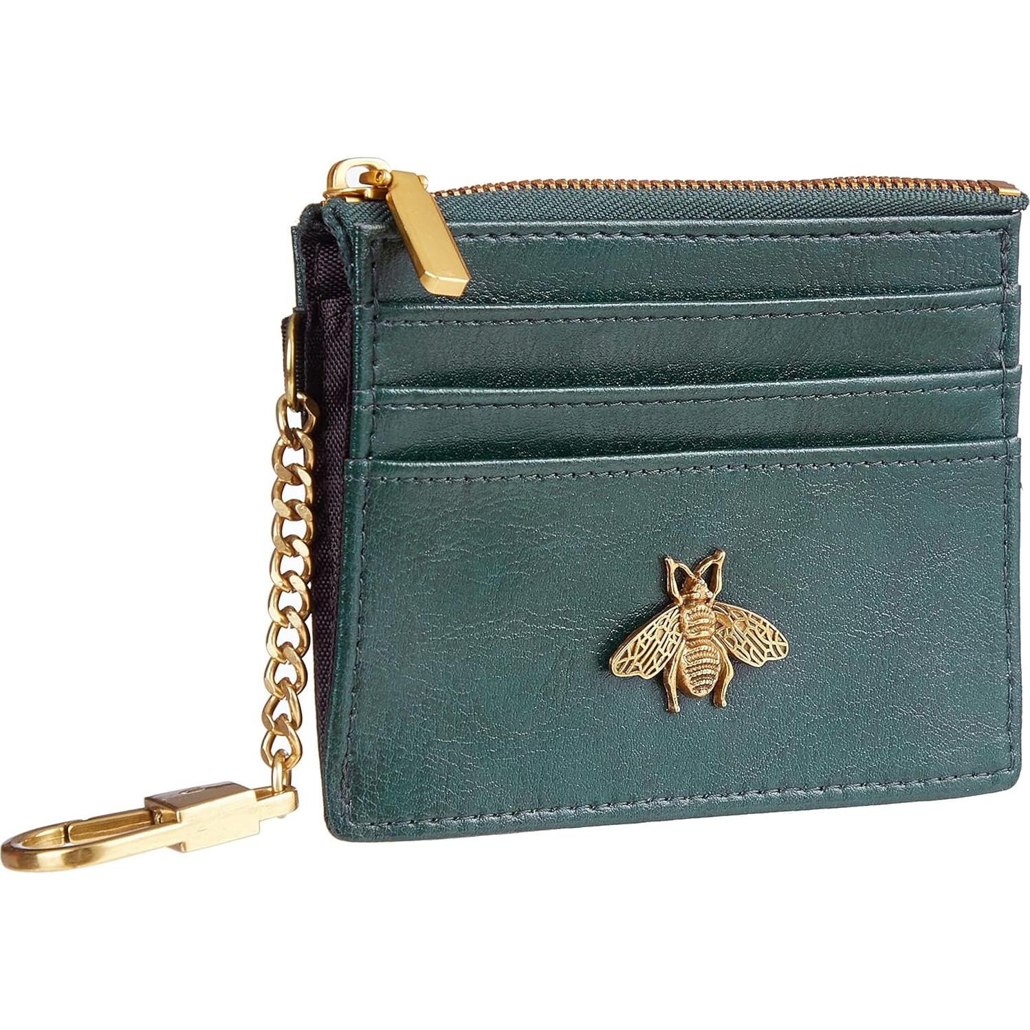 Monedero RFID SEAVILIA Verde con Llavero y Abeja para Mujeres