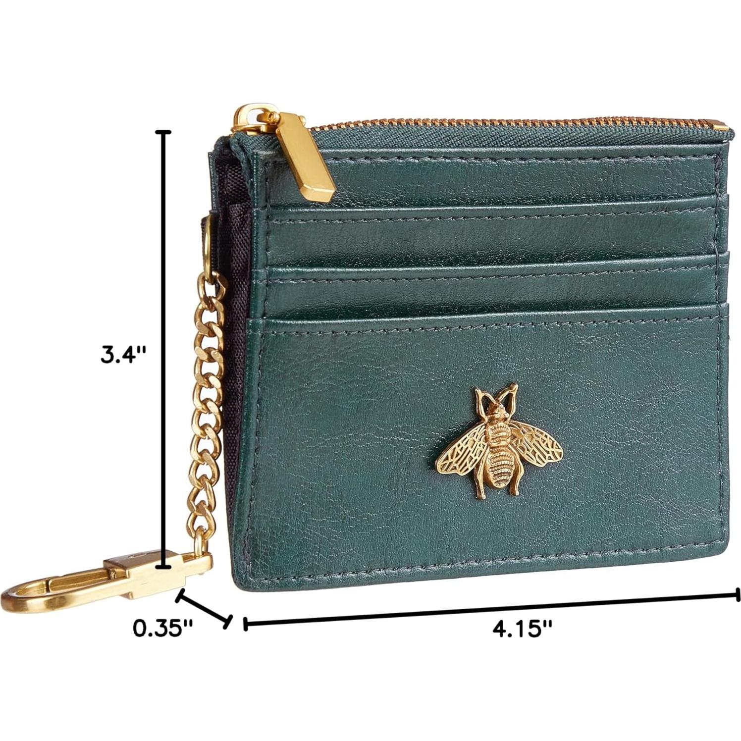 Monedero RFID SEAVILIA Verde con Llavero y Abeja para Mujeres