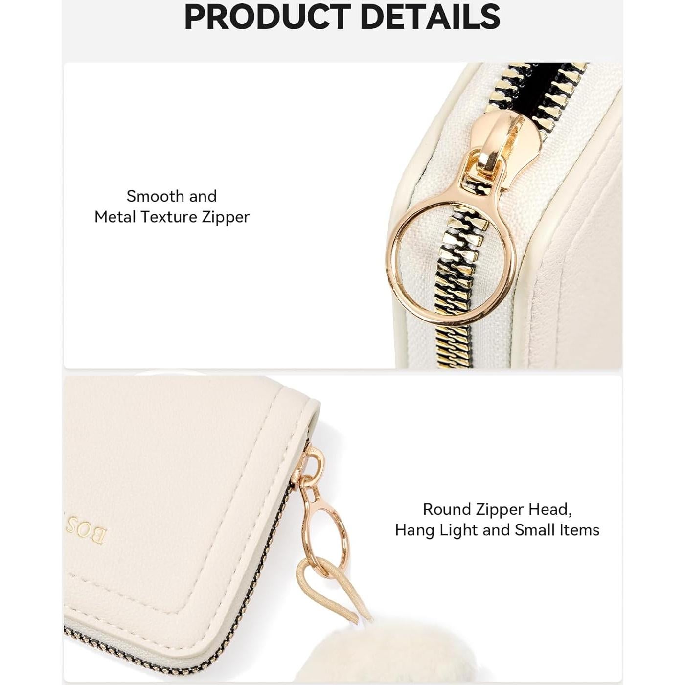 Cartera de Tarjetas RFID BOSTANTEN de Cuero Beige para Mujer