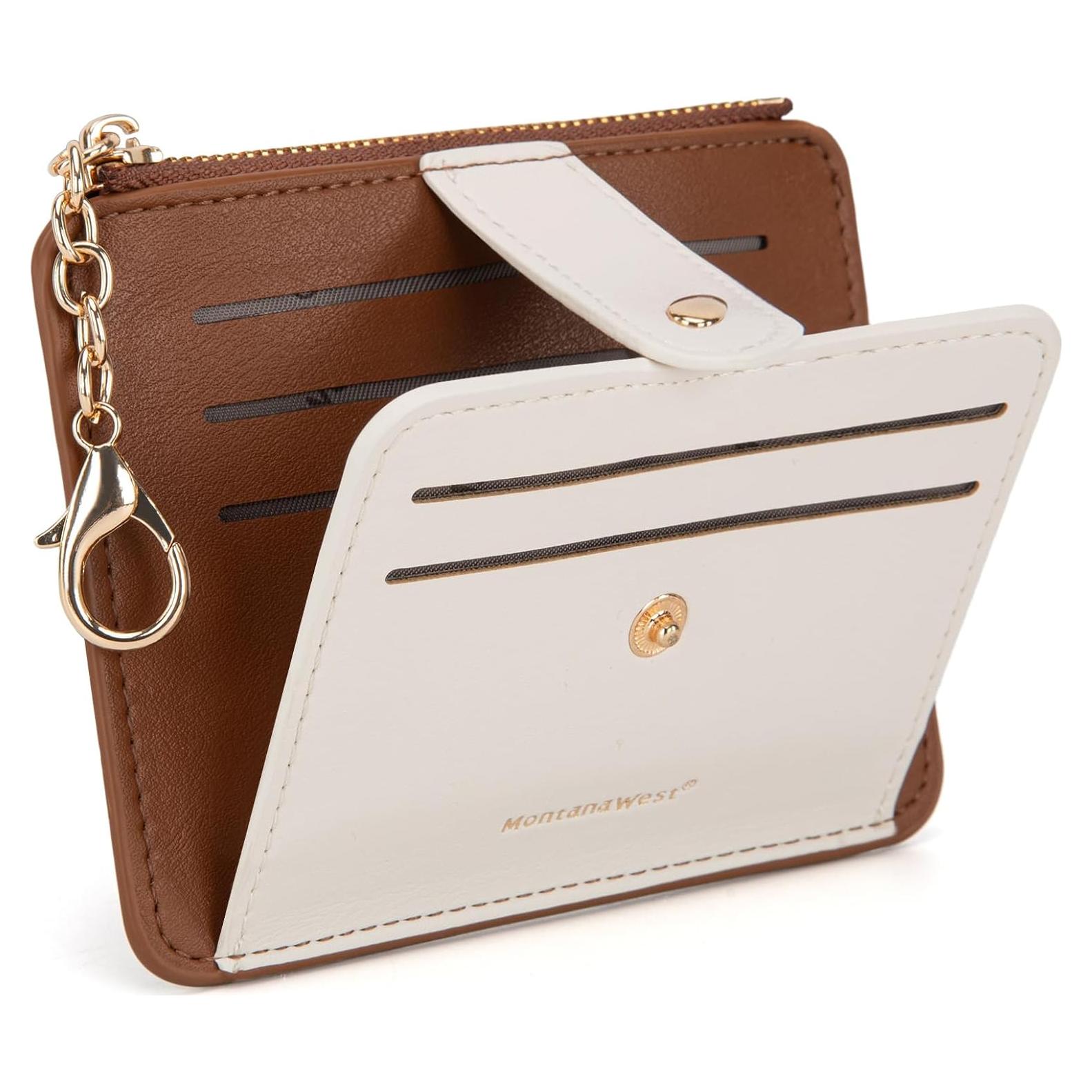 Portatarjetas de Crédito RFID Montana West Mujer Slim Marrón-Beige