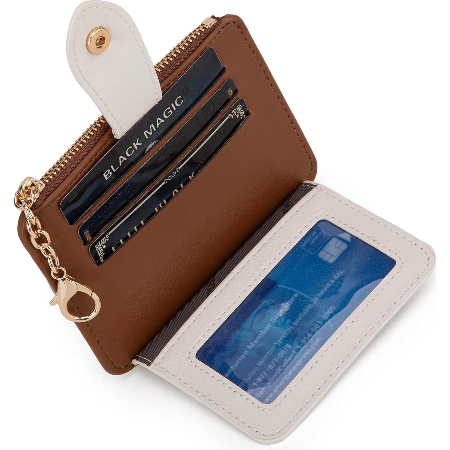 Portatarjetas de Crédito RFID Montana West Mujer Slim Marrón-Beige