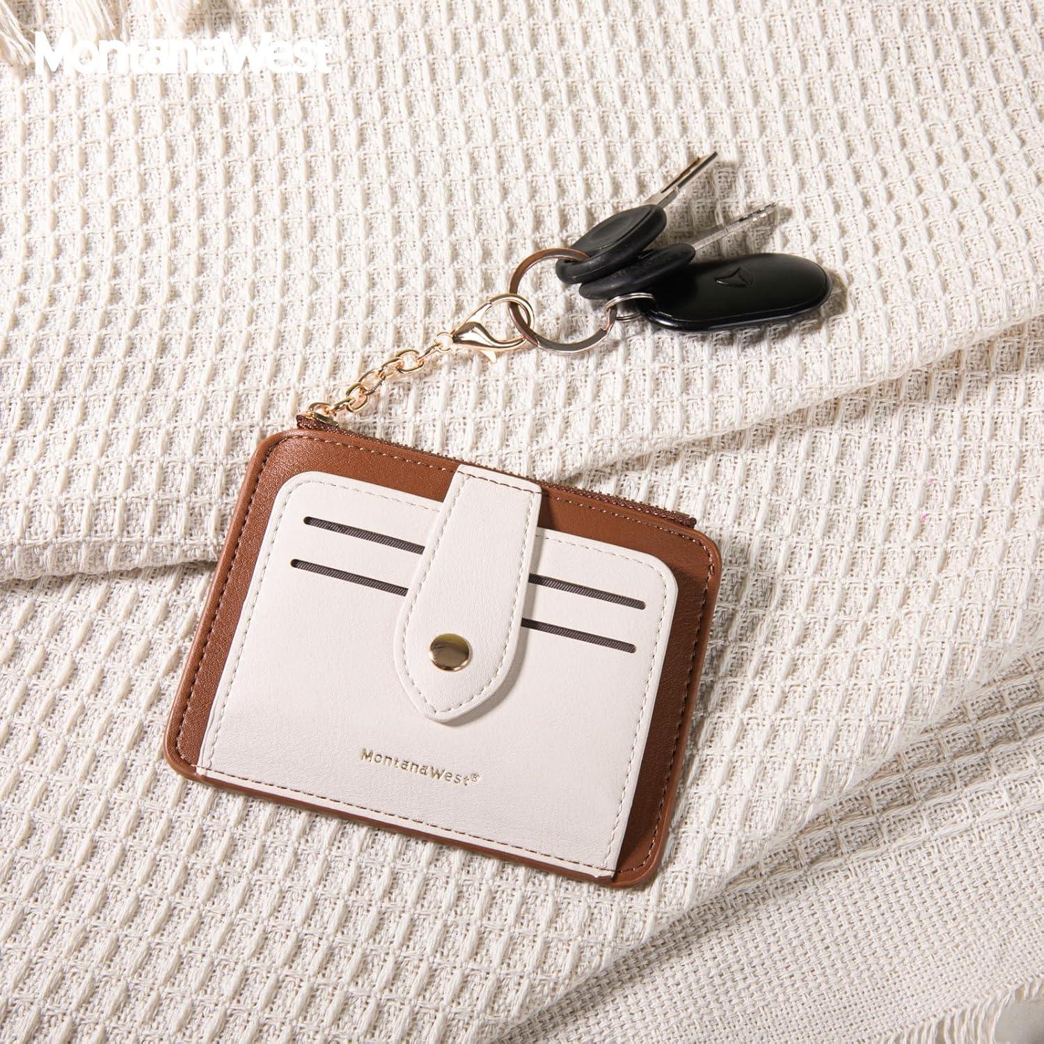 Portatarjetas de Crédito RFID Montana West Mujer Slim Marrón-Beige