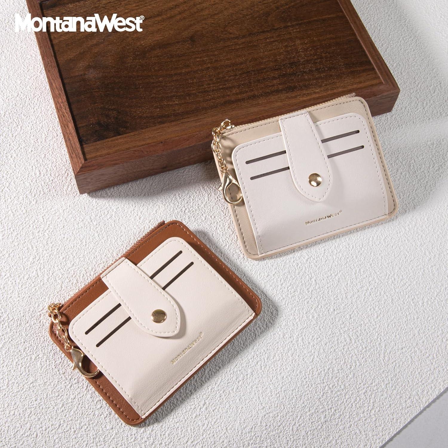 Portatarjetas de Crédito RFID Montana West Mujer Slim Marrón-Beige