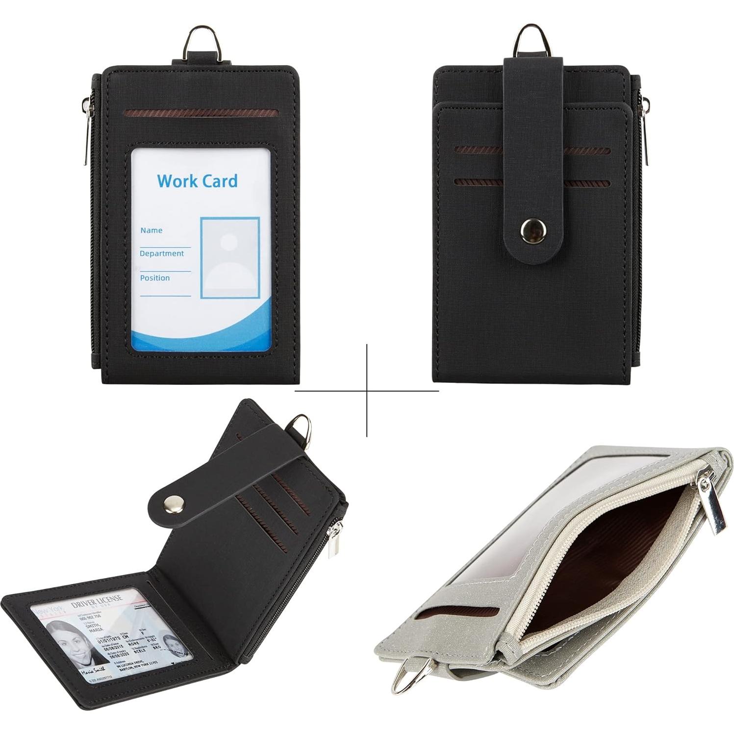 Cartera Minimalista Cynure Negra con Cremallera y 5 Ranuras