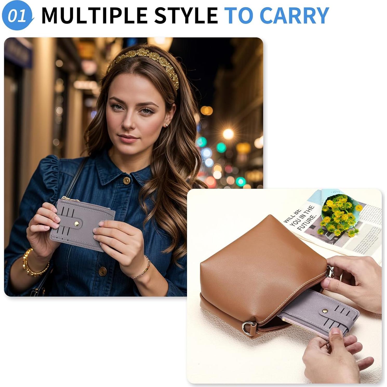 Billetera Slim de Cuero PU SUIKIHUM para Mujeres - 7 Ranuras