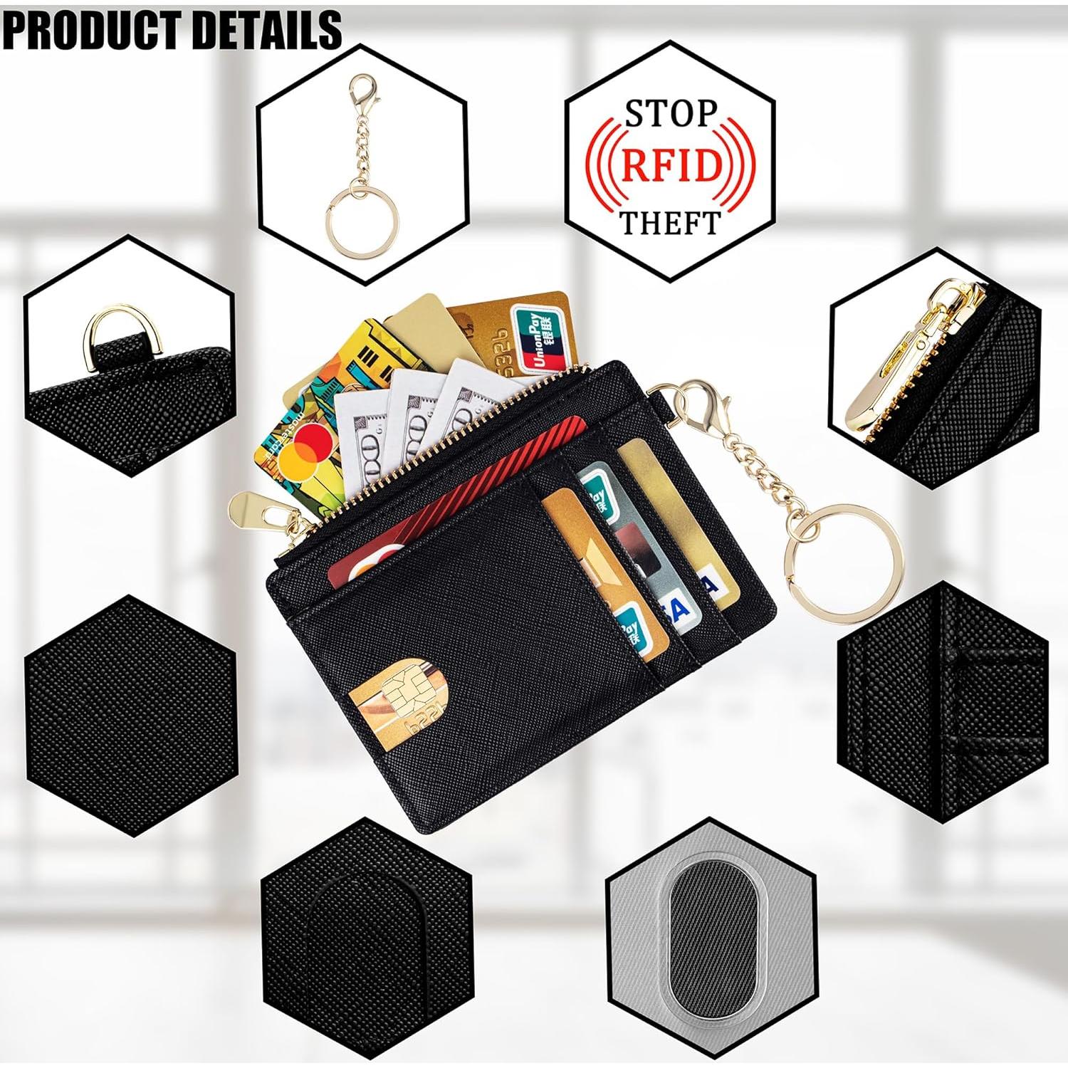 Cartera Slim Suweibuke con Bloqueo RFID para Mujeres - Negro