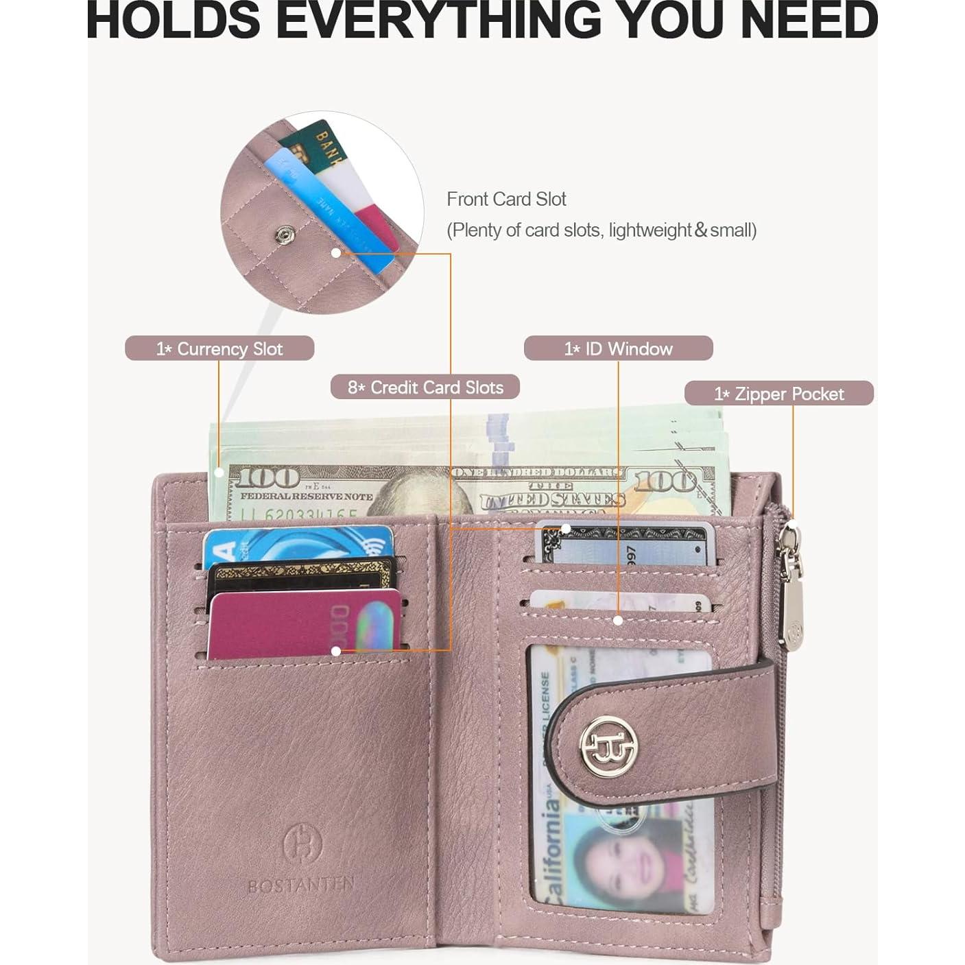 Cartera Pequeña BOSTANTEN de Cuero con Bloqueo RFID Púrpura