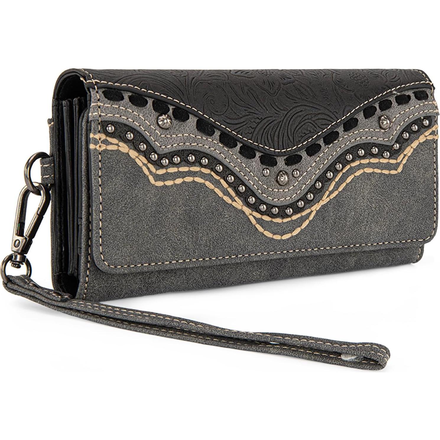 Cartera Trifold Montana West para Mujeres - Negro - RFID