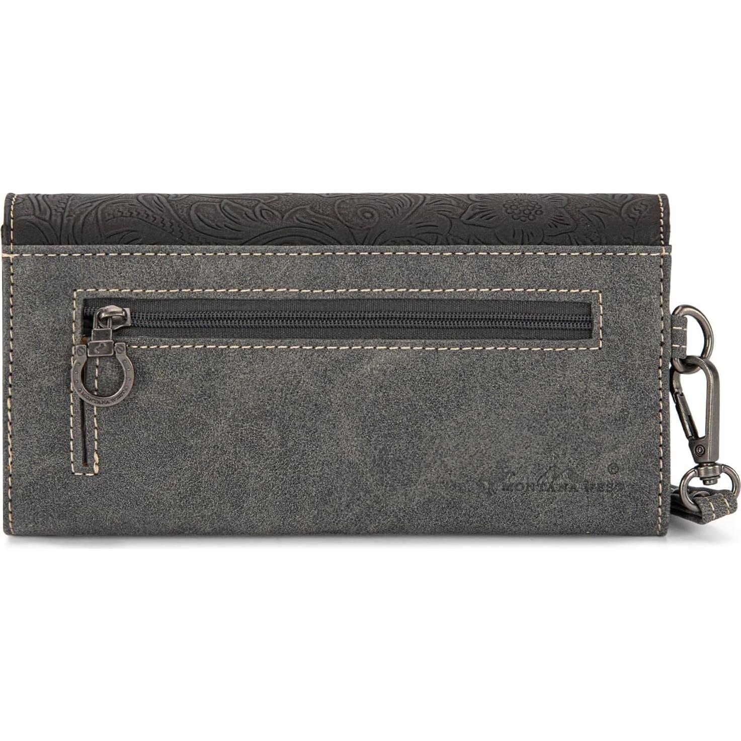 Cartera Trifold Montana West para Mujeres - Negro - RFID