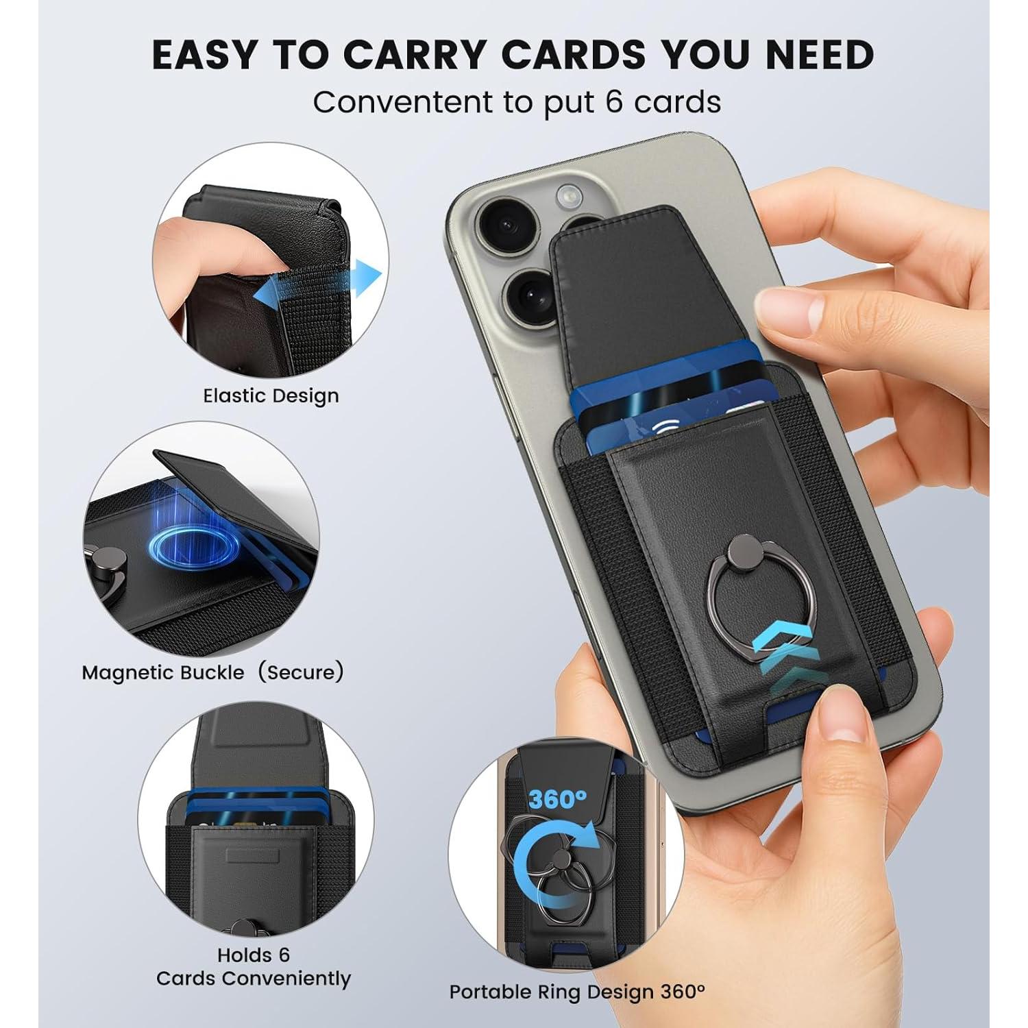 Cartera Mag-Safe Wofan para iPhone 12-17, 6 Tarjetas, RFID