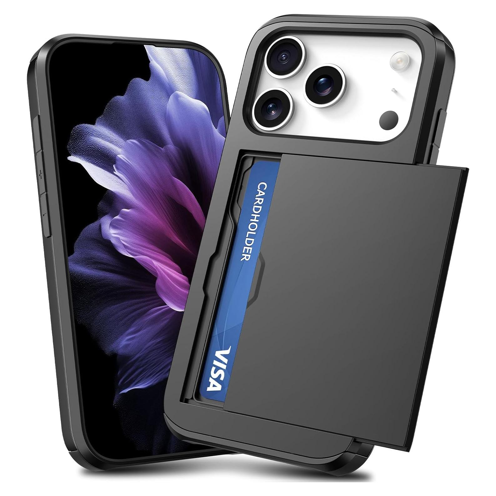 Funda de Cartera TOPAUX para iPhone 17 Pro Negra con Compartimento