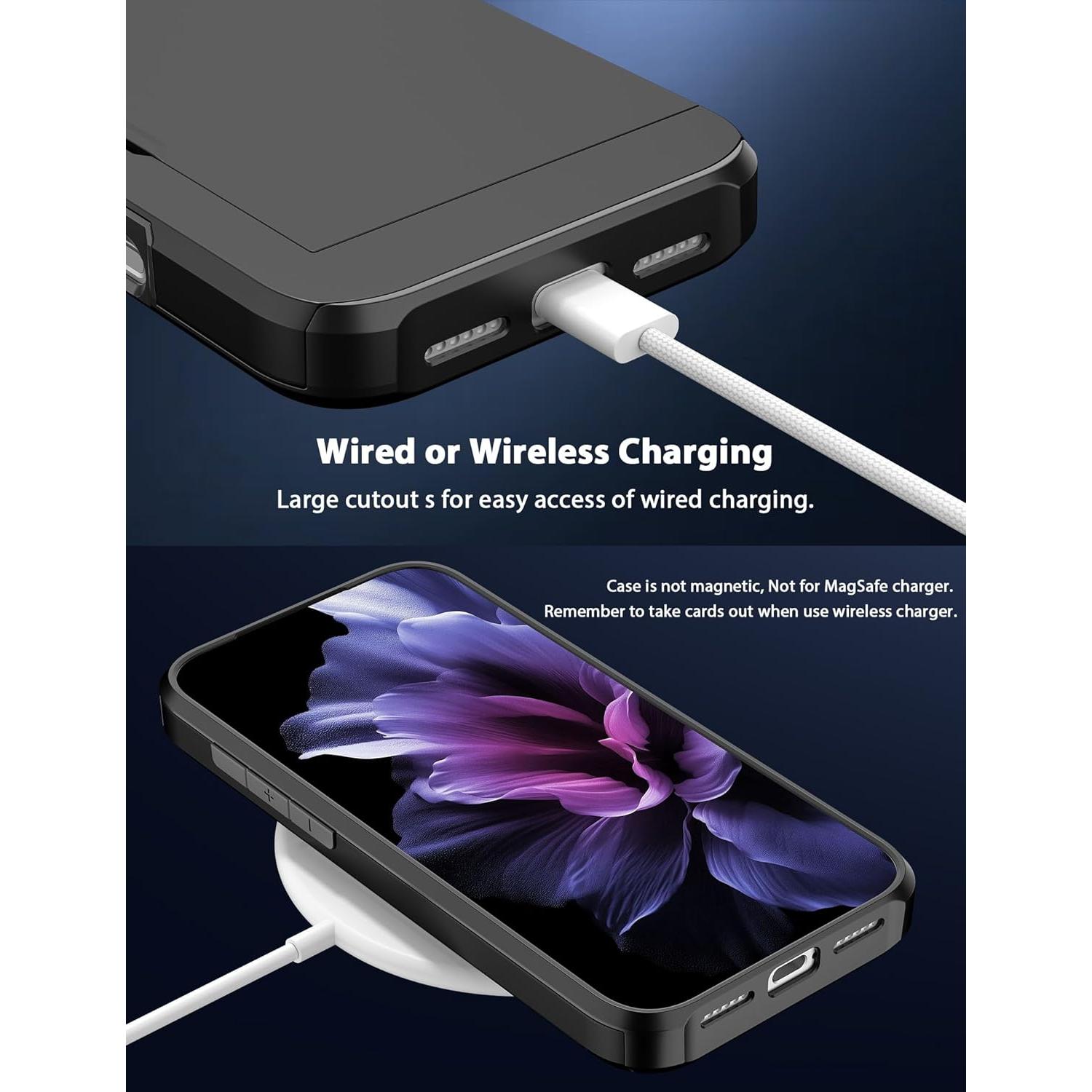 Funda de Cartera TOPAUX para iPhone 17 Pro Negra con Compartimento