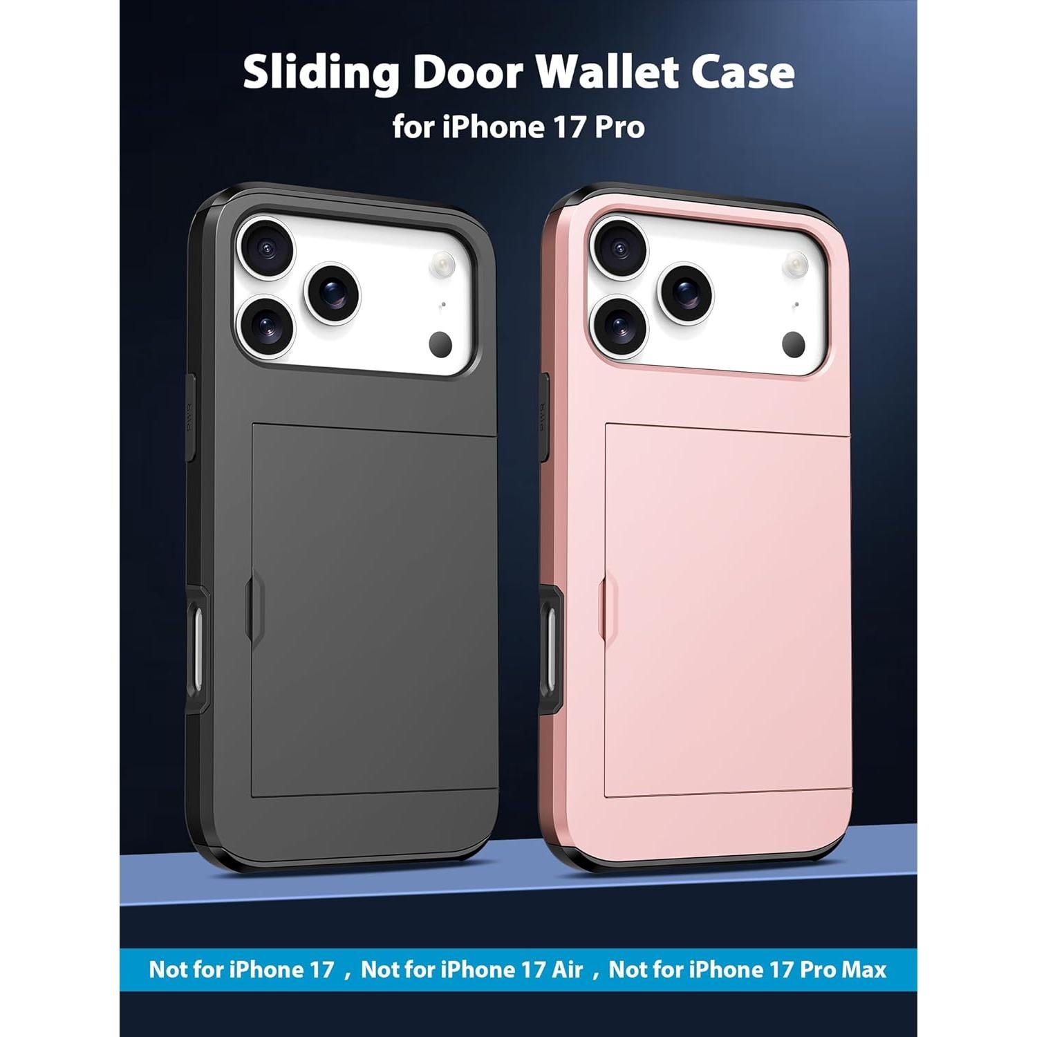 Funda de Cartera TOPAUX para iPhone 17 Pro Negra con Compartimento