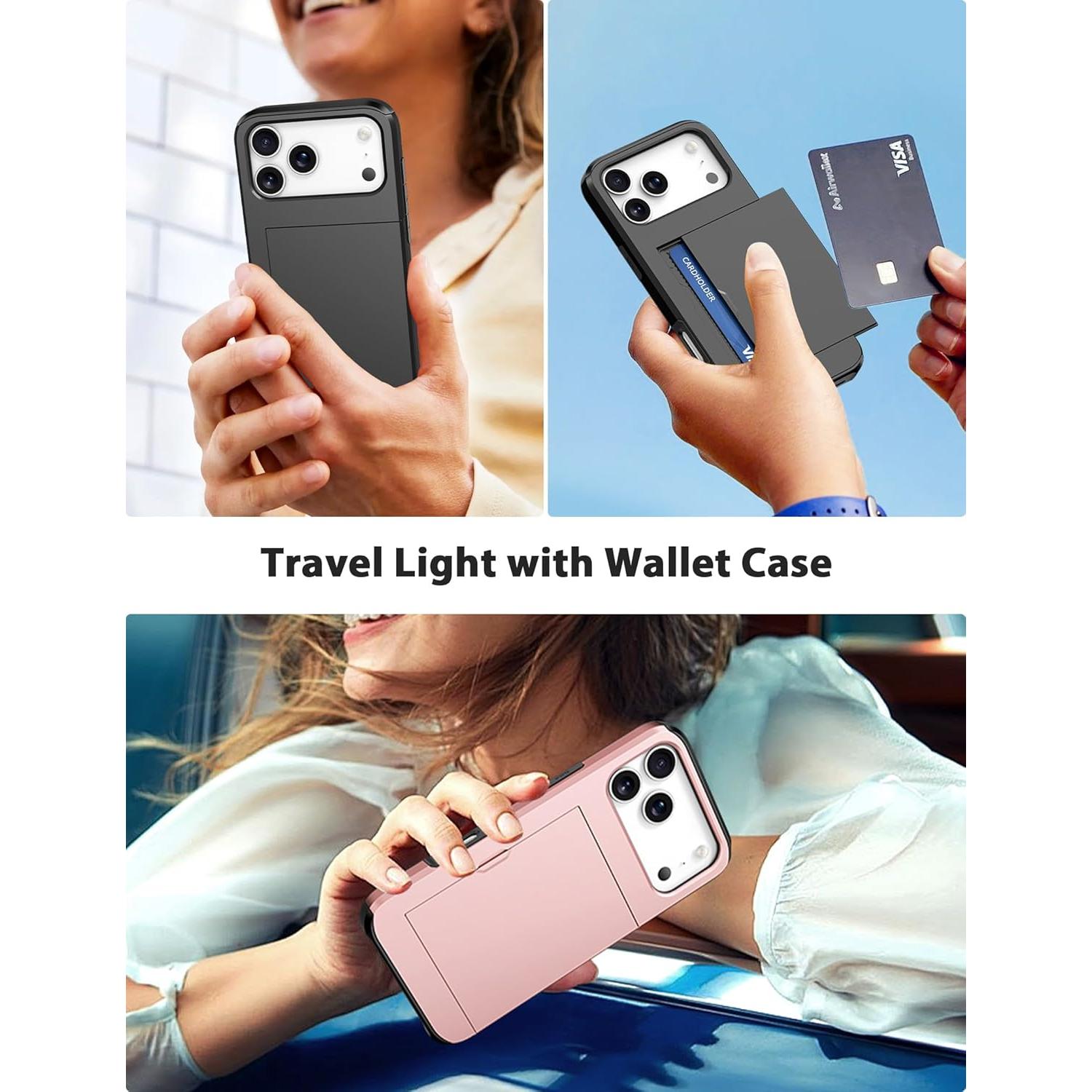 Funda de Cartera TOPAUX para iPhone 17 Pro Negra con Compartimento