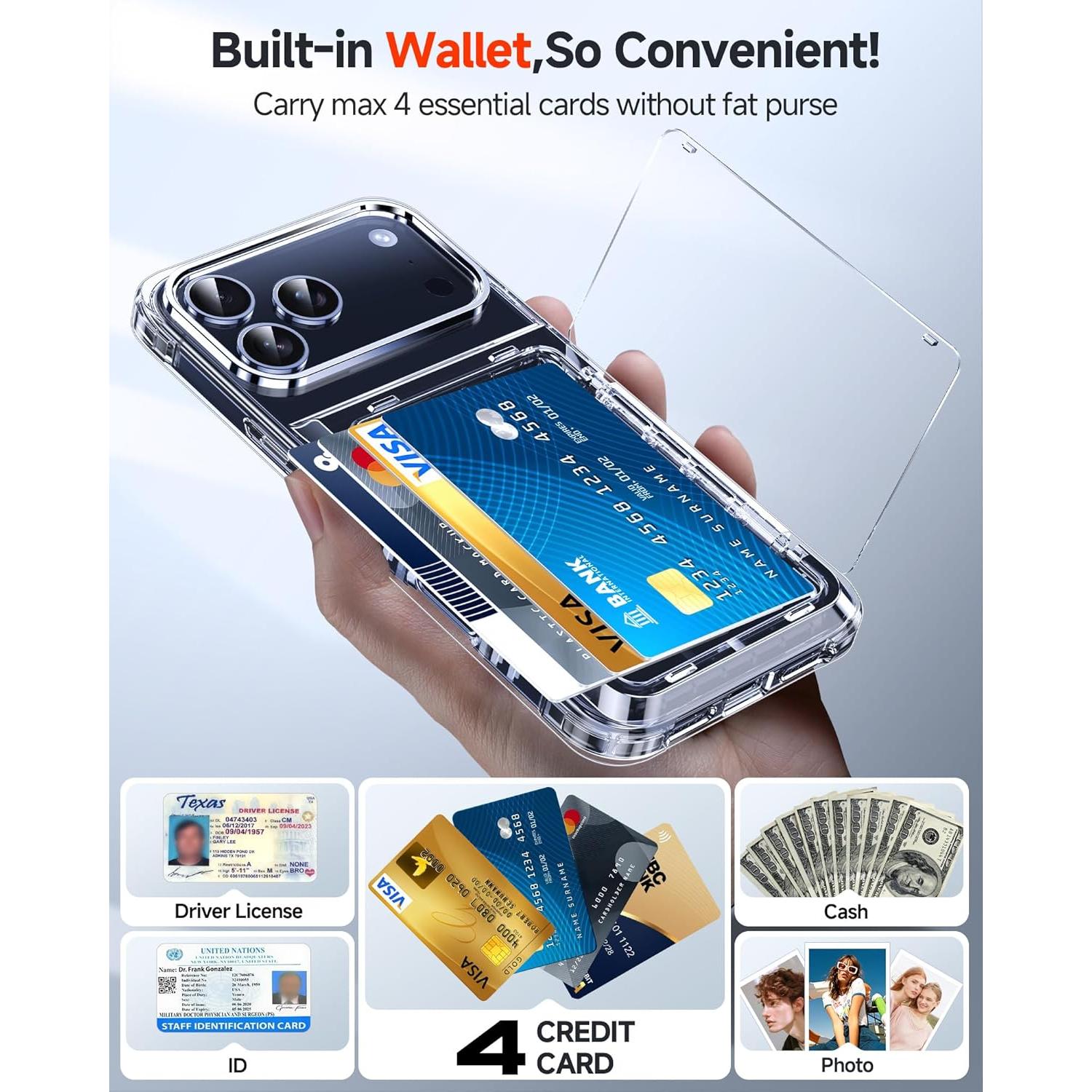 Funda Transparente LeYi para iPhone 17 Pro Max con Soporte