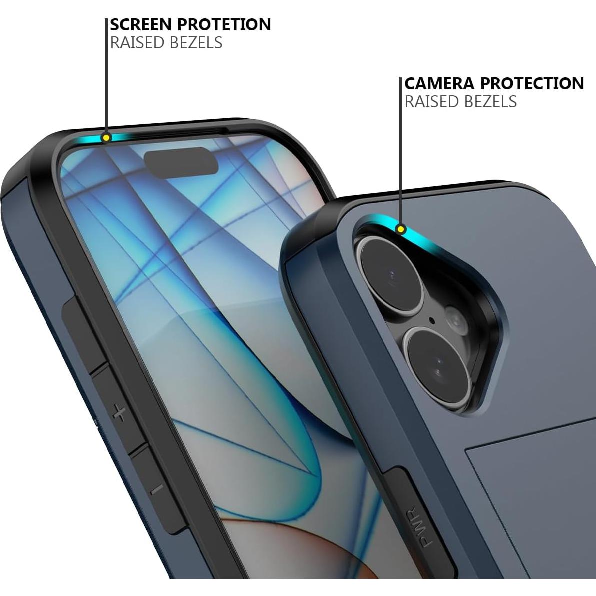 Funda para iPhone 17 Nvollnoe con Soporte para Tarjetas Azul