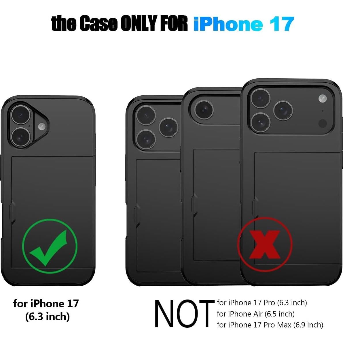 Funda para iPhone 17 Nvollnoe con Soporte para Tarjetas Azul