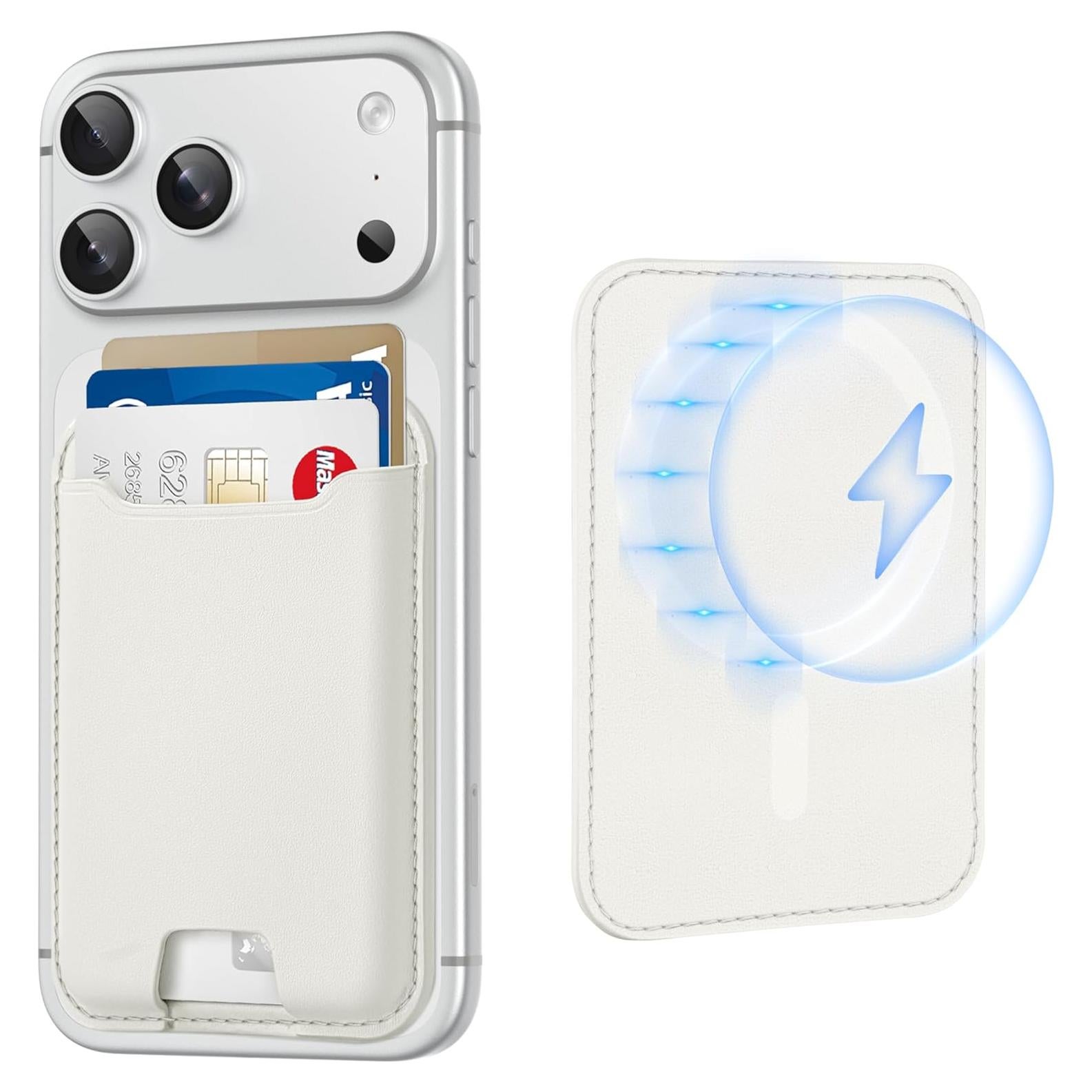 Billetera Magnética TopMade Magsafe para iPhone 12-17, RFID, Blanco