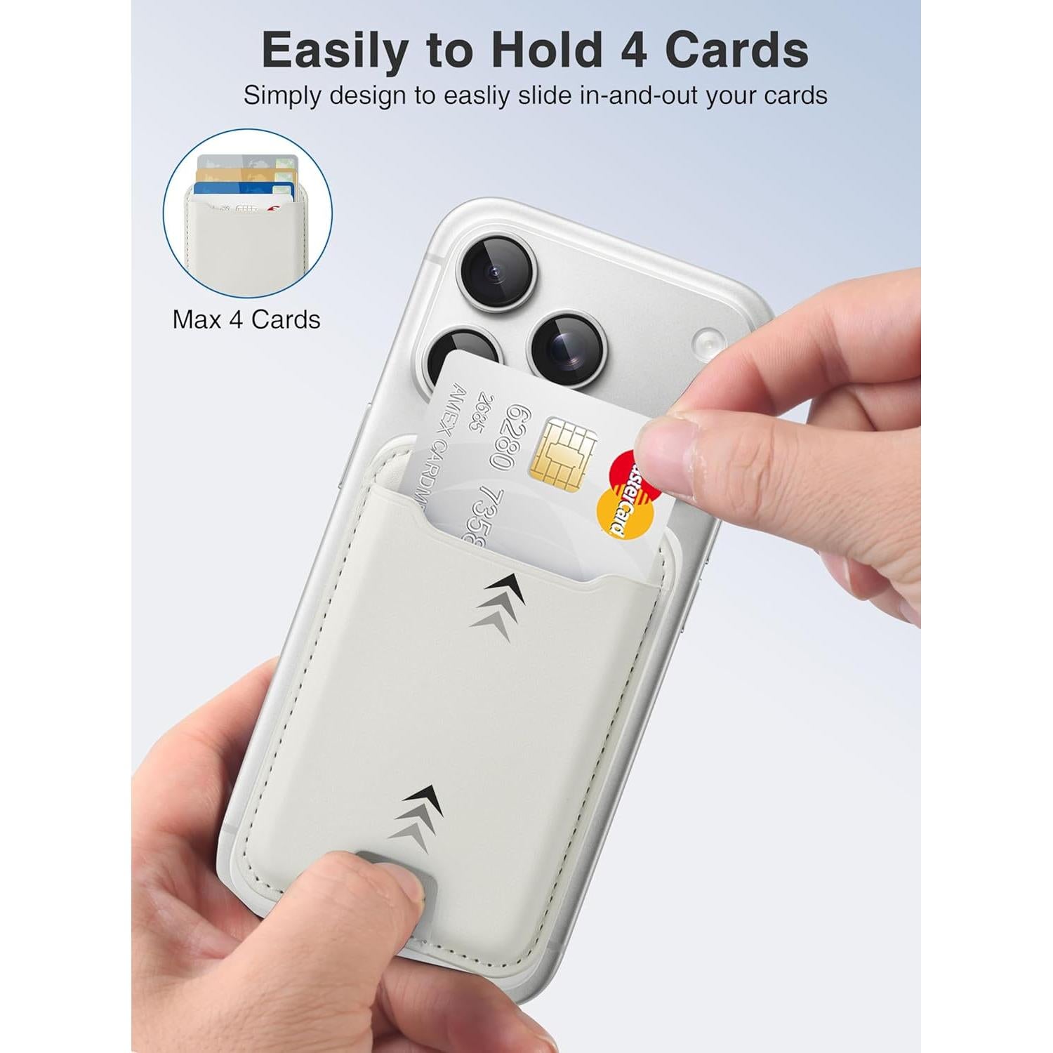 Billetera Magnética TopMade Magsafe para iPhone 12-17, RFID, Blanco