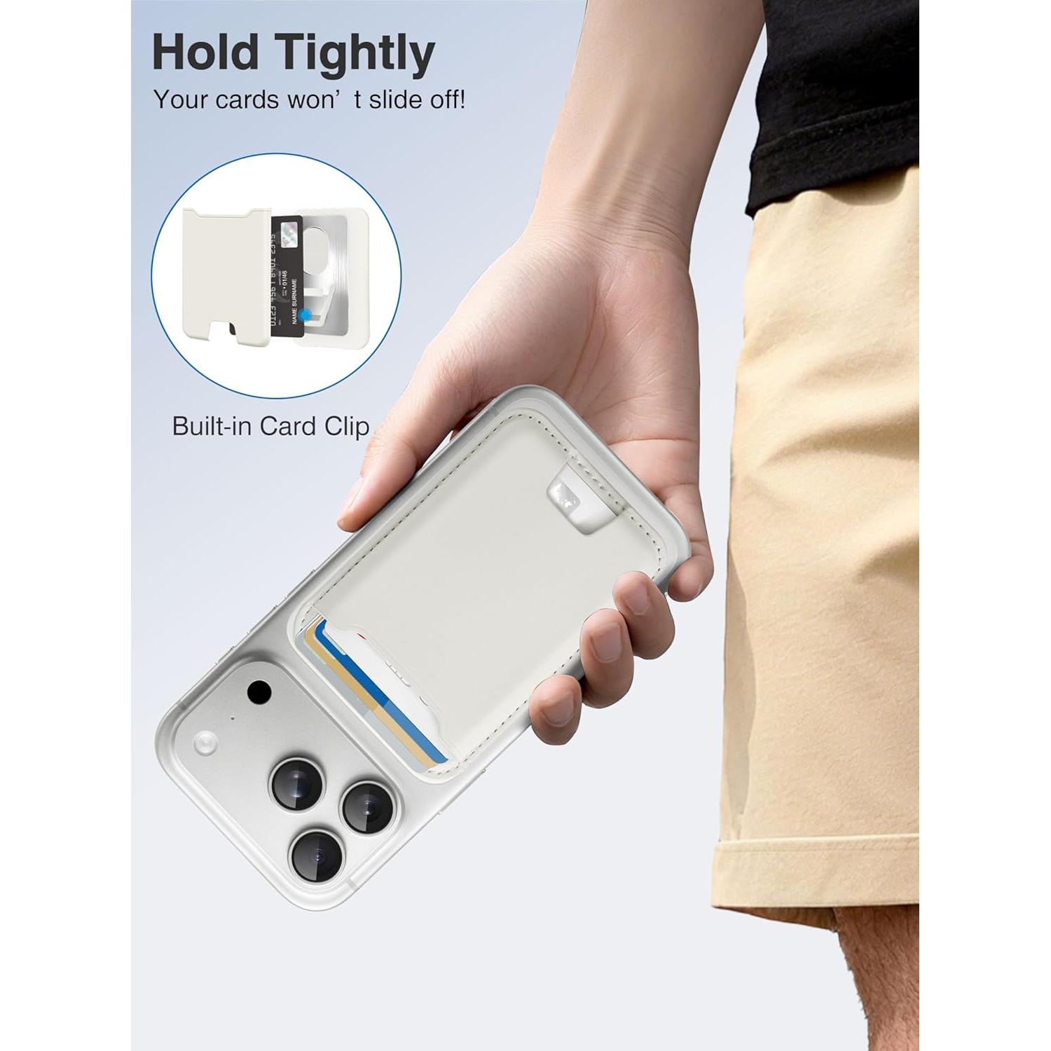 Billetera Magnética TopMade Magsafe para iPhone 12-17, RFID, Blanco