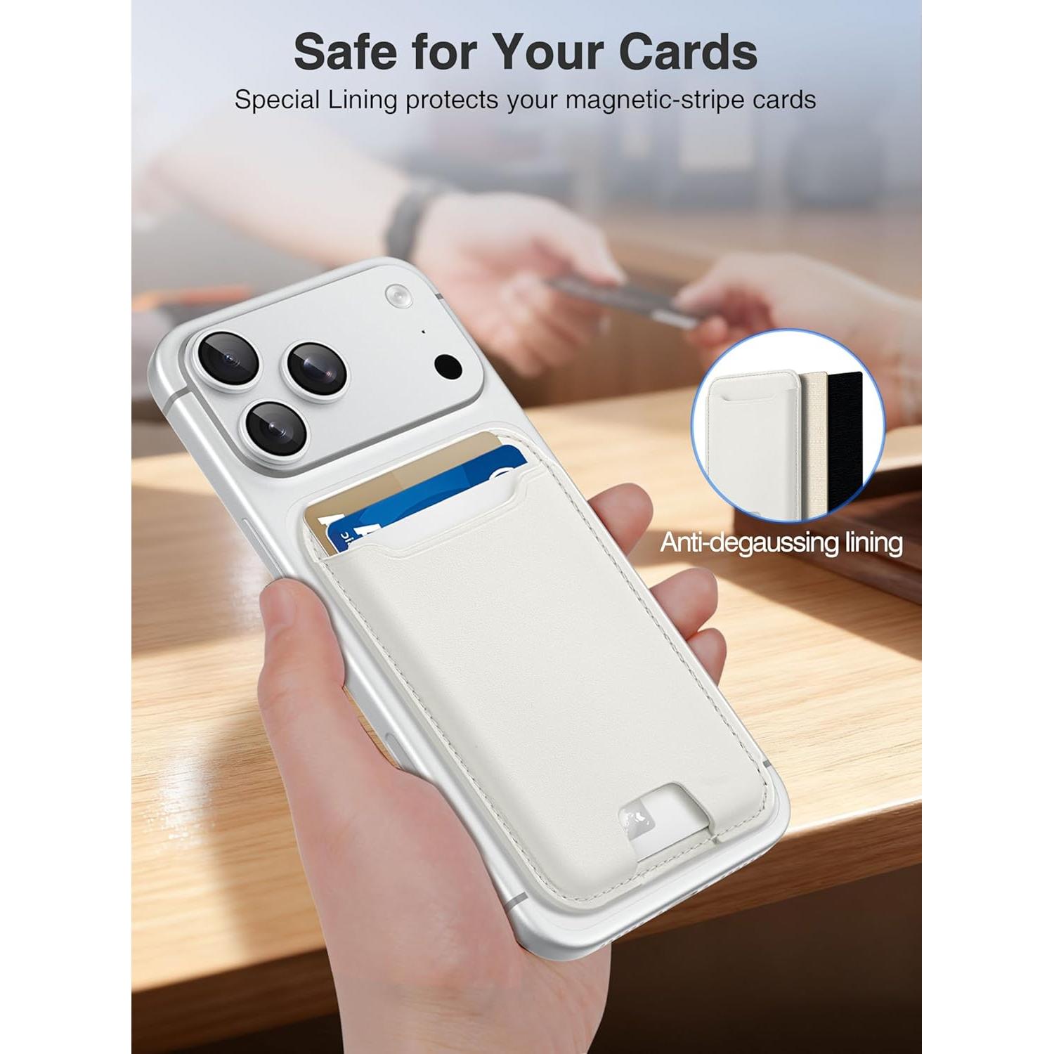 Billetera Magnética TopMade Magsafe para iPhone 12-17, RFID, Blanco