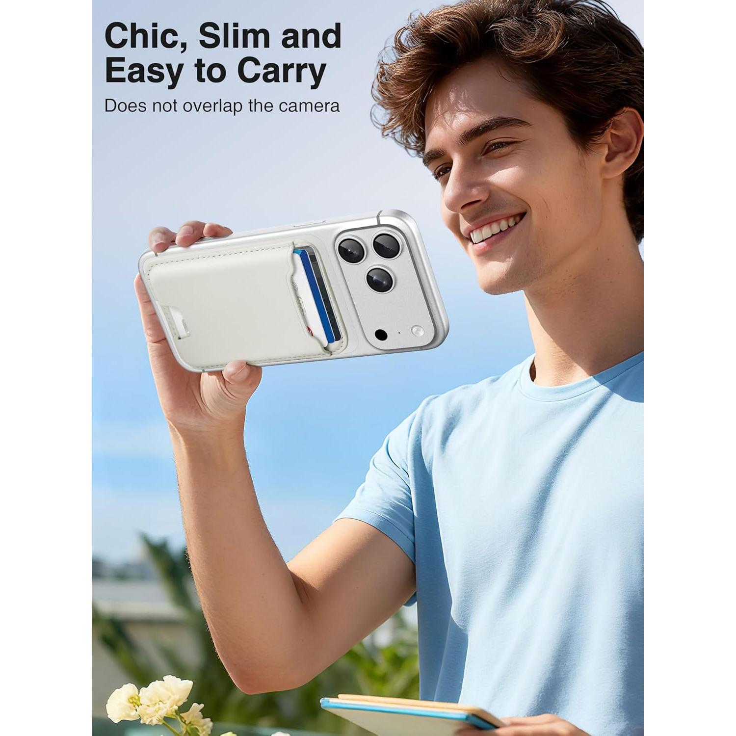 Billetera Magnética TopMade Magsafe para iPhone 12-17, RFID, Blanco