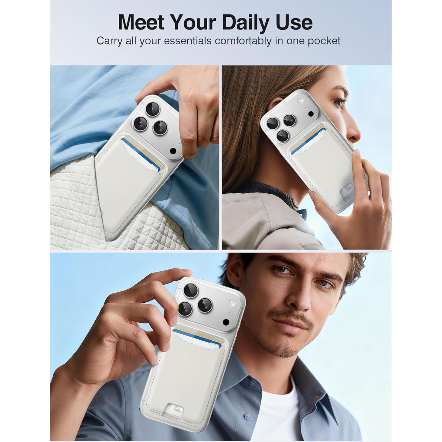 Billetera Magnética TopMade Magsafe para iPhone 12-17, RFID, Blanco