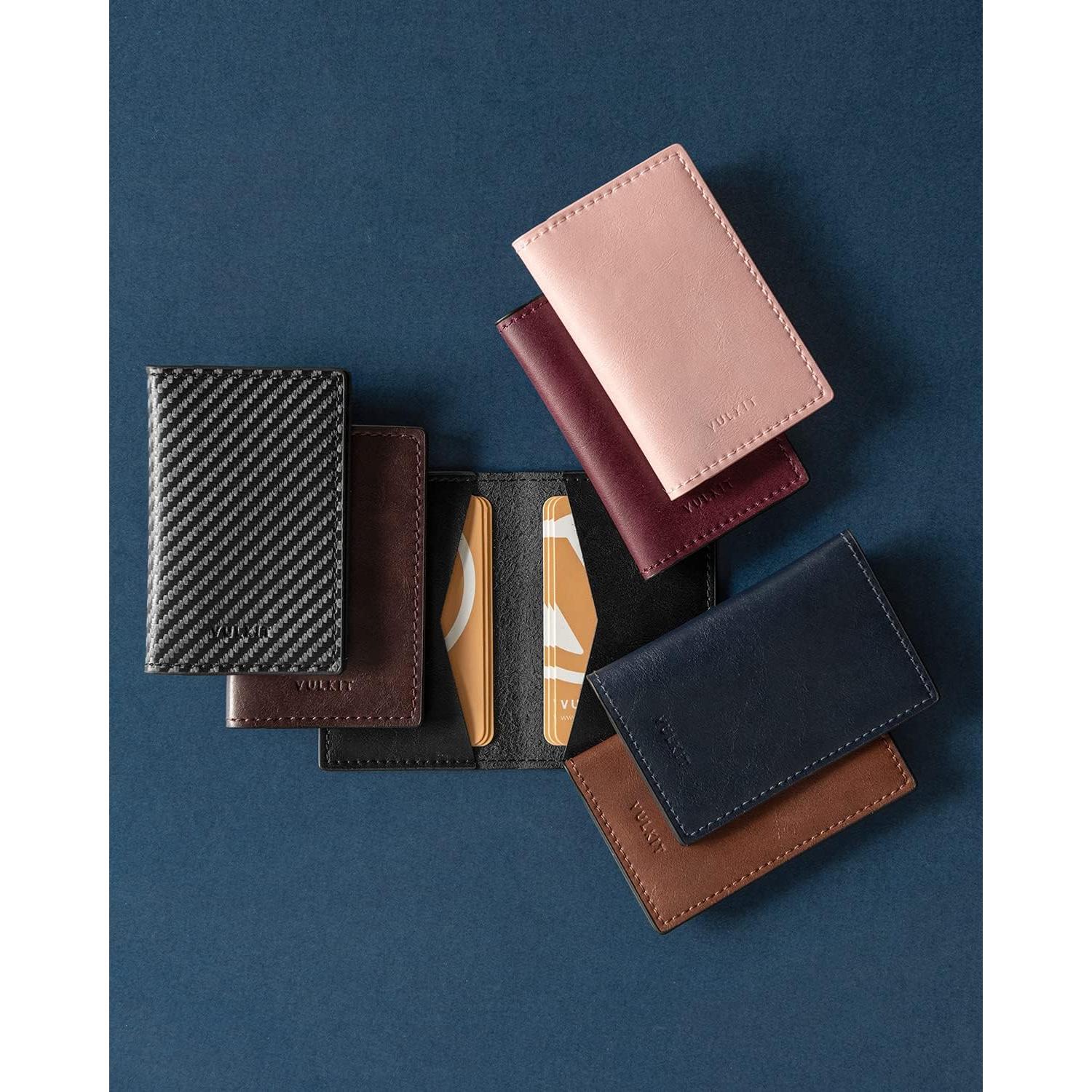 Portatarjetas de Negocios VULKIT de Cuero Negro Vintage - 20 Tarjetas