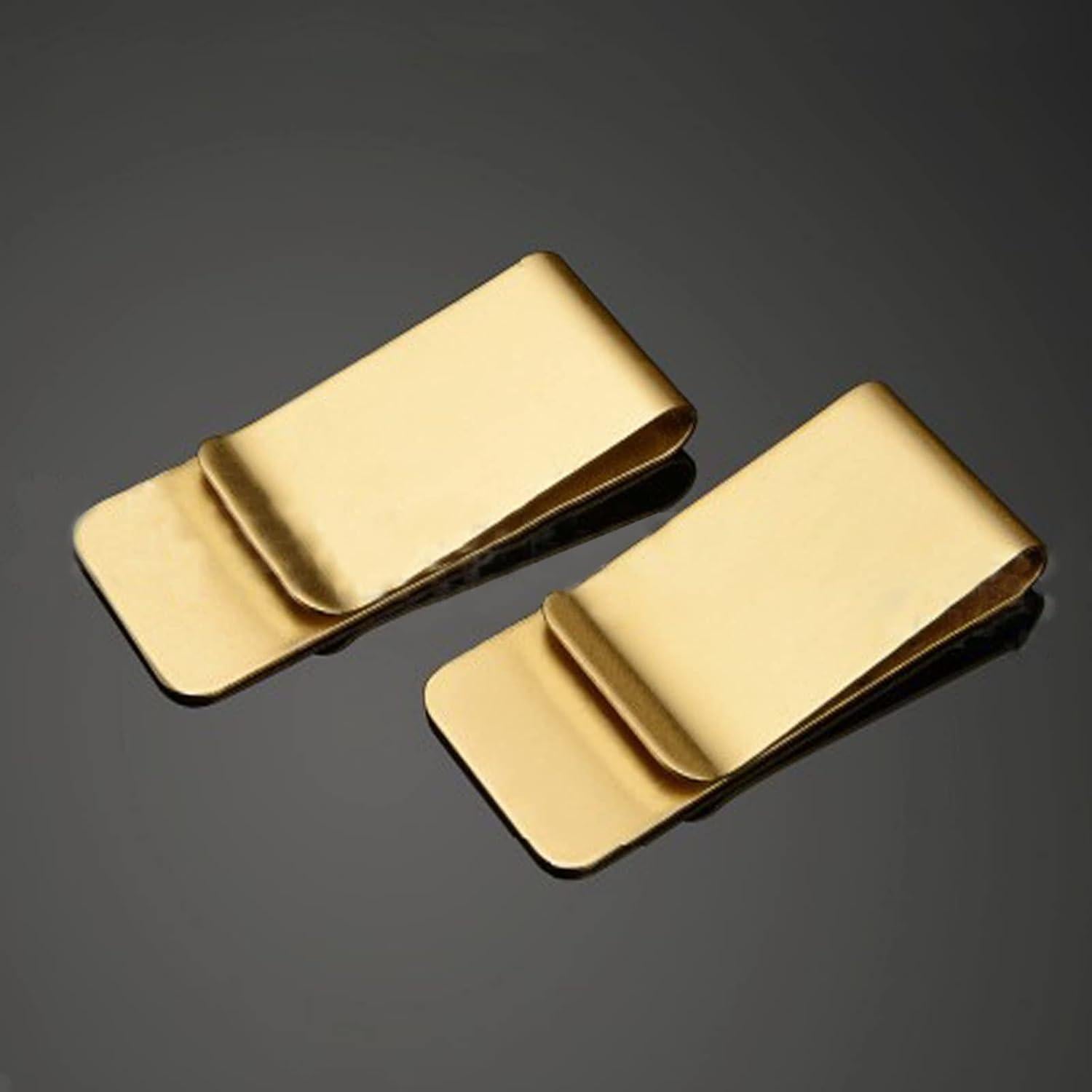 Clip de Dinero Slim WAFJAMF Acero Inoxidable Dorado - 2 Unidades