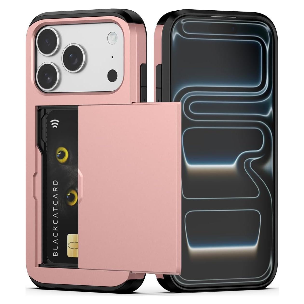 Funda Nvollnoe para iPhone 17 Pro con Soporte para Tarjetas Oro Rosa