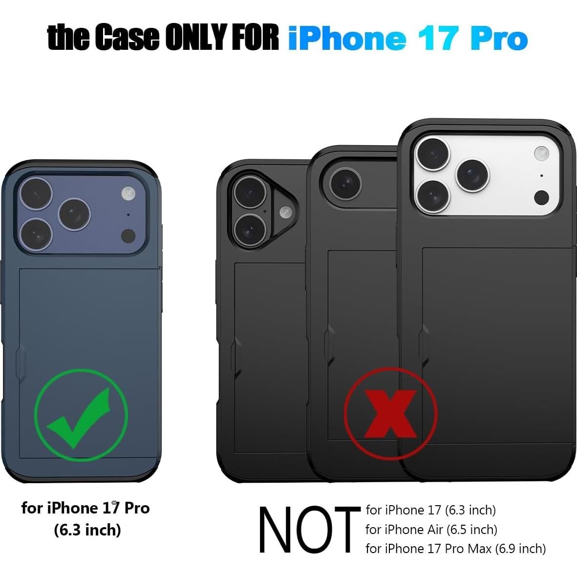 Funda Nvollnoe para iPhone 17 Pro con Soporte para Tarjetas Oro Rosa