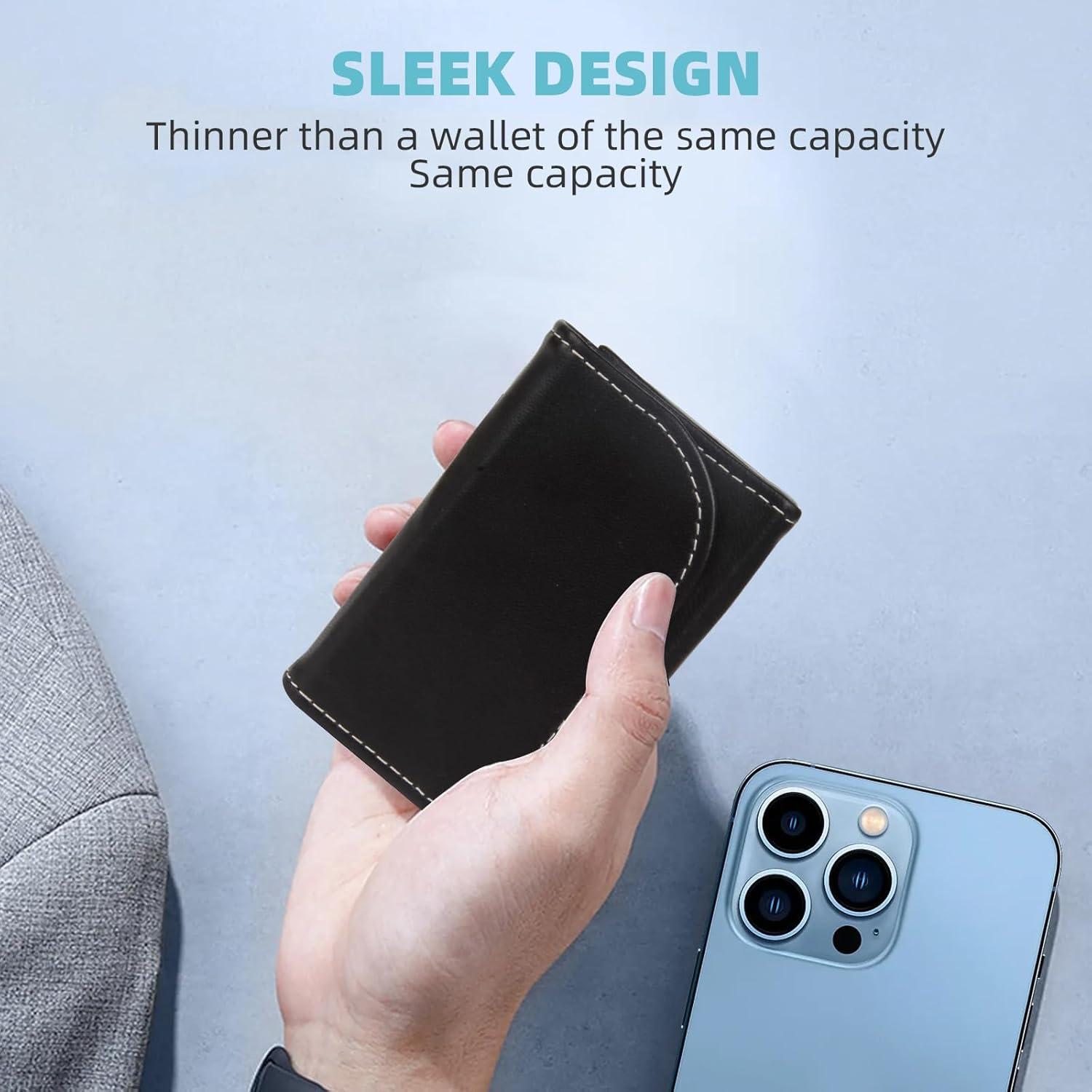 Soporte Minimalista para Tarjetas YURU - Cartera RFID Piel Negra